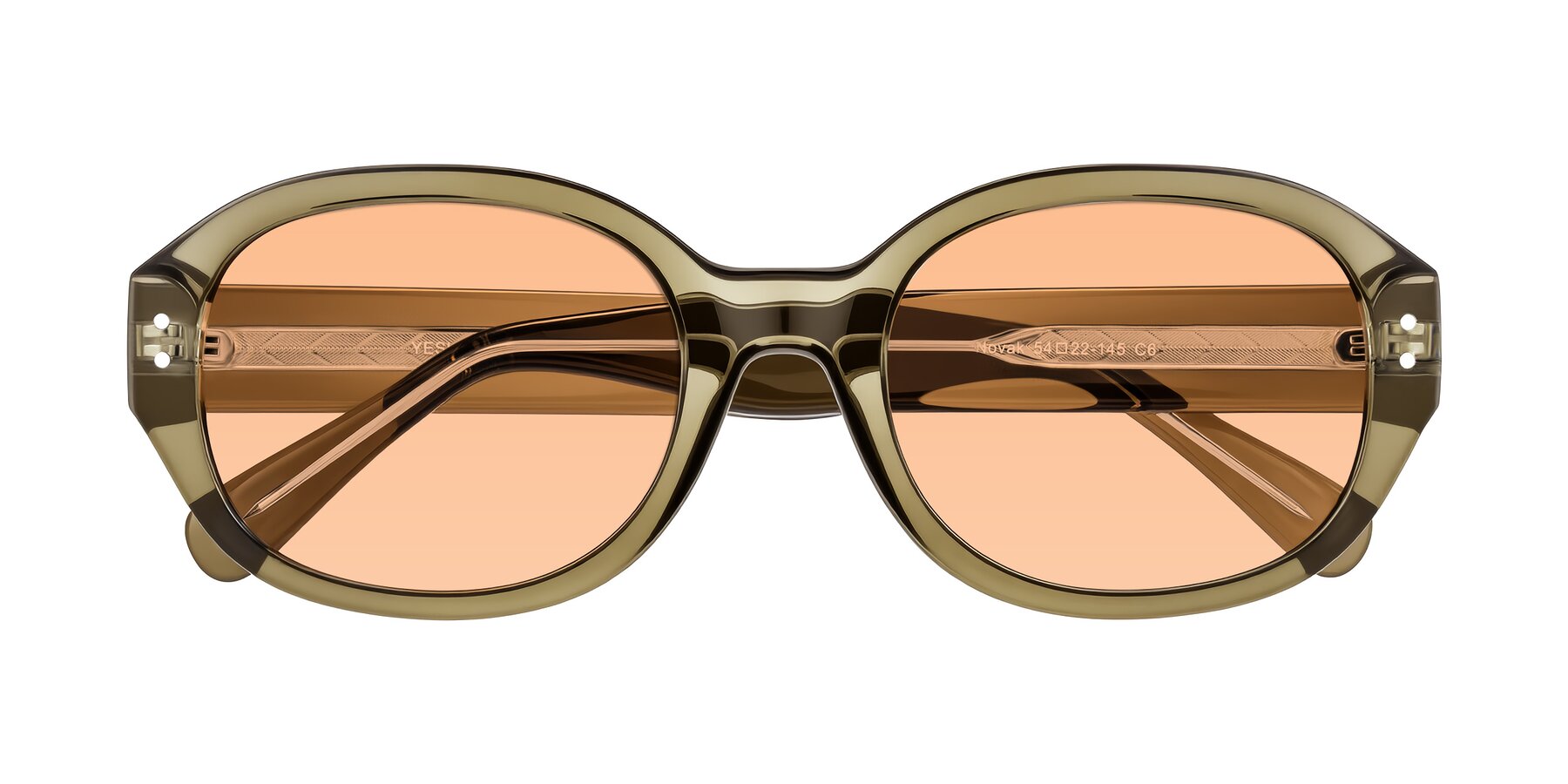 Folded Front of Novak in Translucent Olive Gray with Light Orange Tinted Lenses