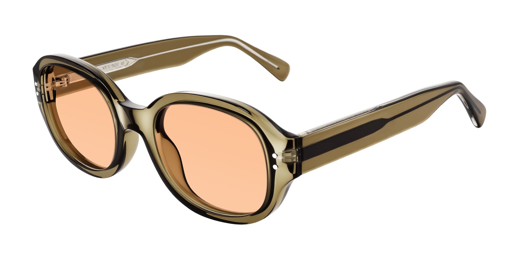 Angle of Novak in Translucent Olive Gray with Light Orange Tinted Lenses