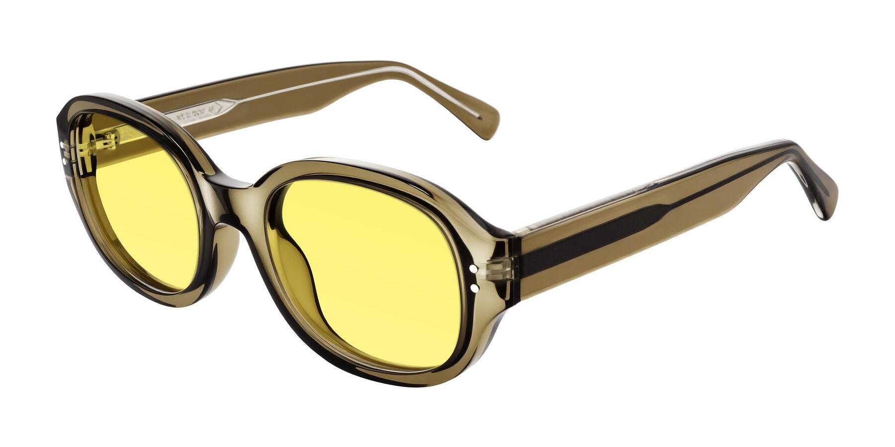 Angle of Novak in Translucent Olive Gray with Medium Yellow Tinted Lenses