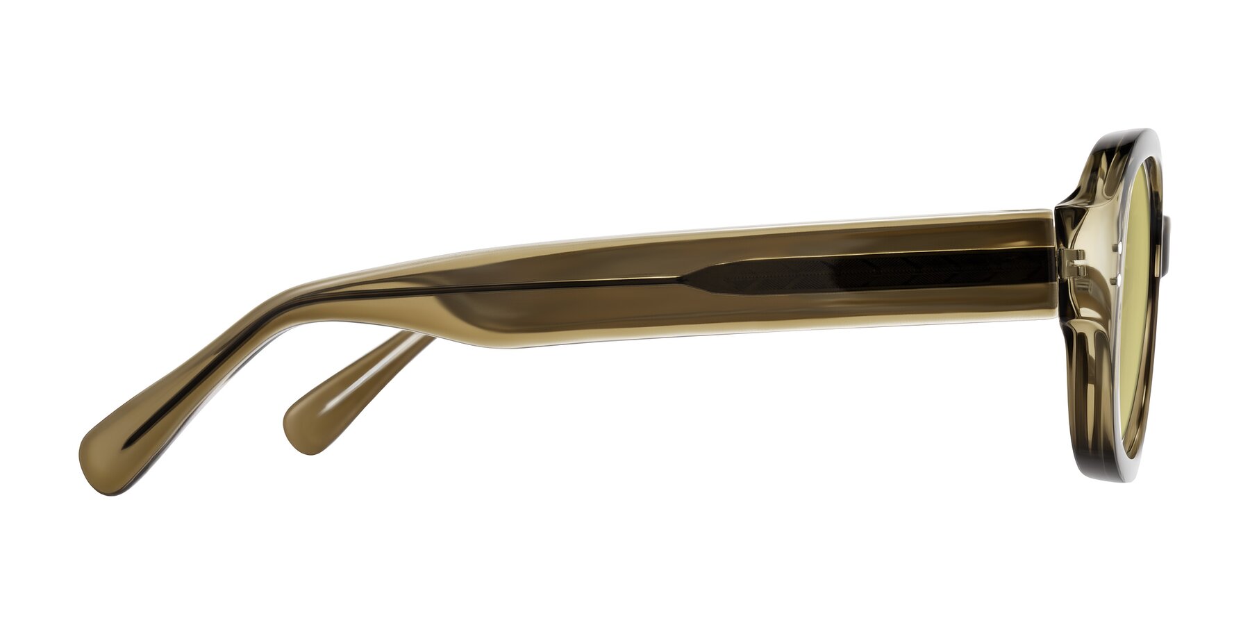 Side of Novak in Translucent Olive Gray with Medium Champagne Tinted Lenses