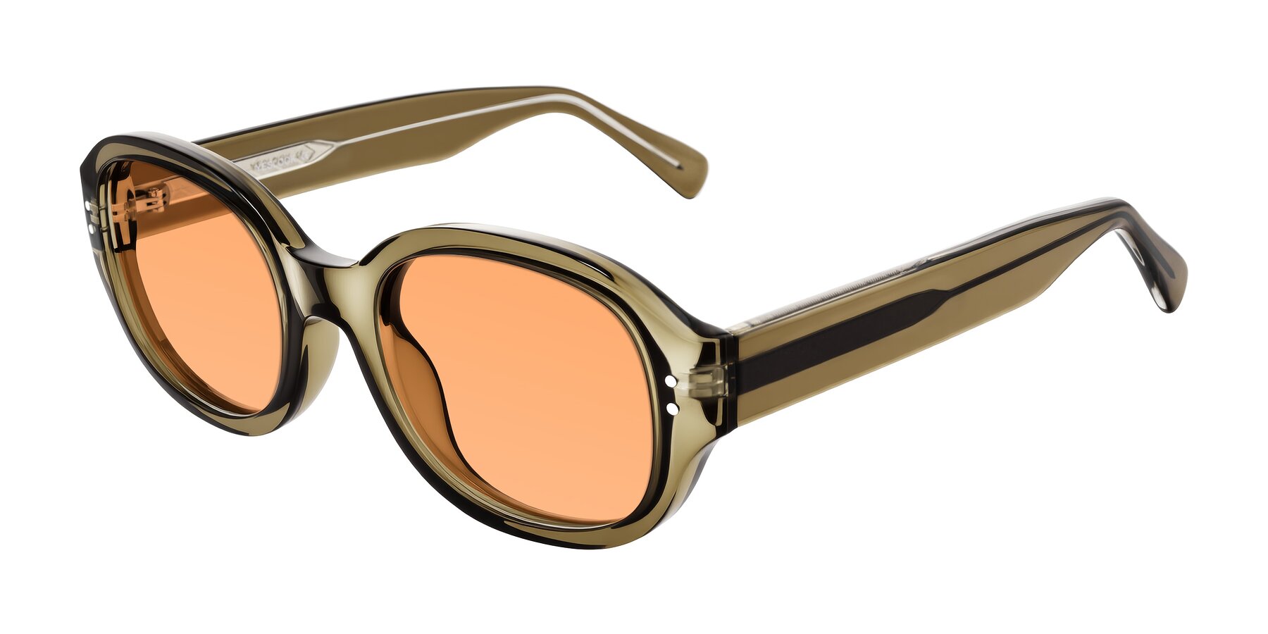 Angle of Novak in Translucent Olive Gray with Medium Orange Tinted Lenses