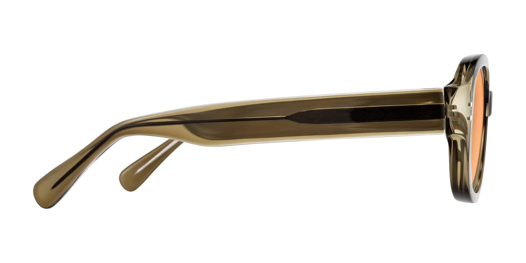Side of Novak in Translucent Olive Gray with Medium Orange Tinted Lenses