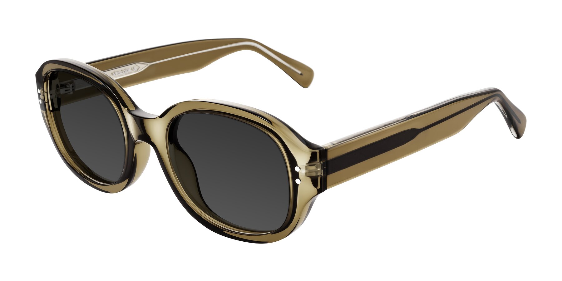 Translucent Olive Gray Hipster Oversized Oval Tinted Sunglasses with ...