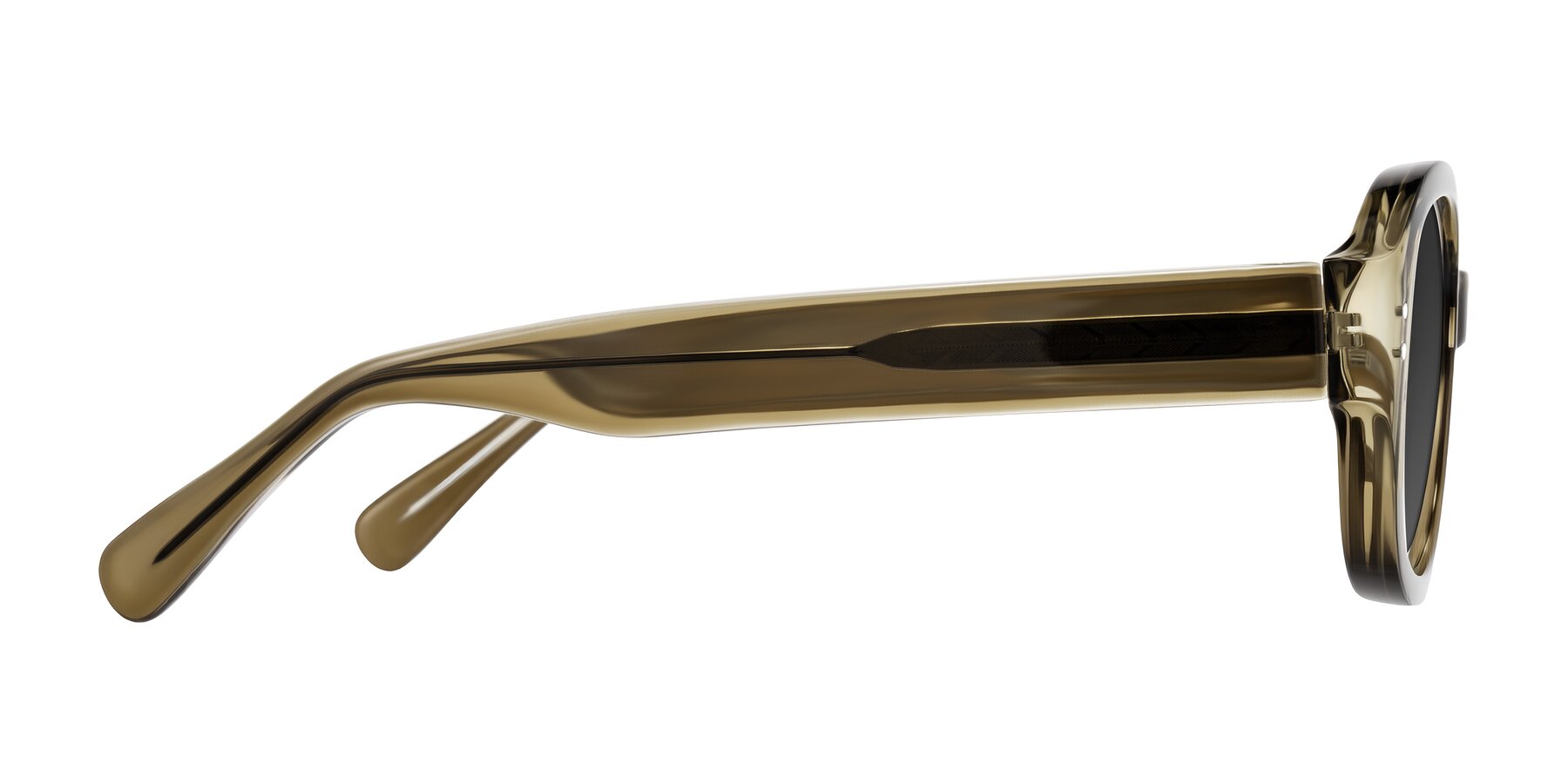 Side of Novak in Translucent Olive Gray with Gray Tinted Lenses