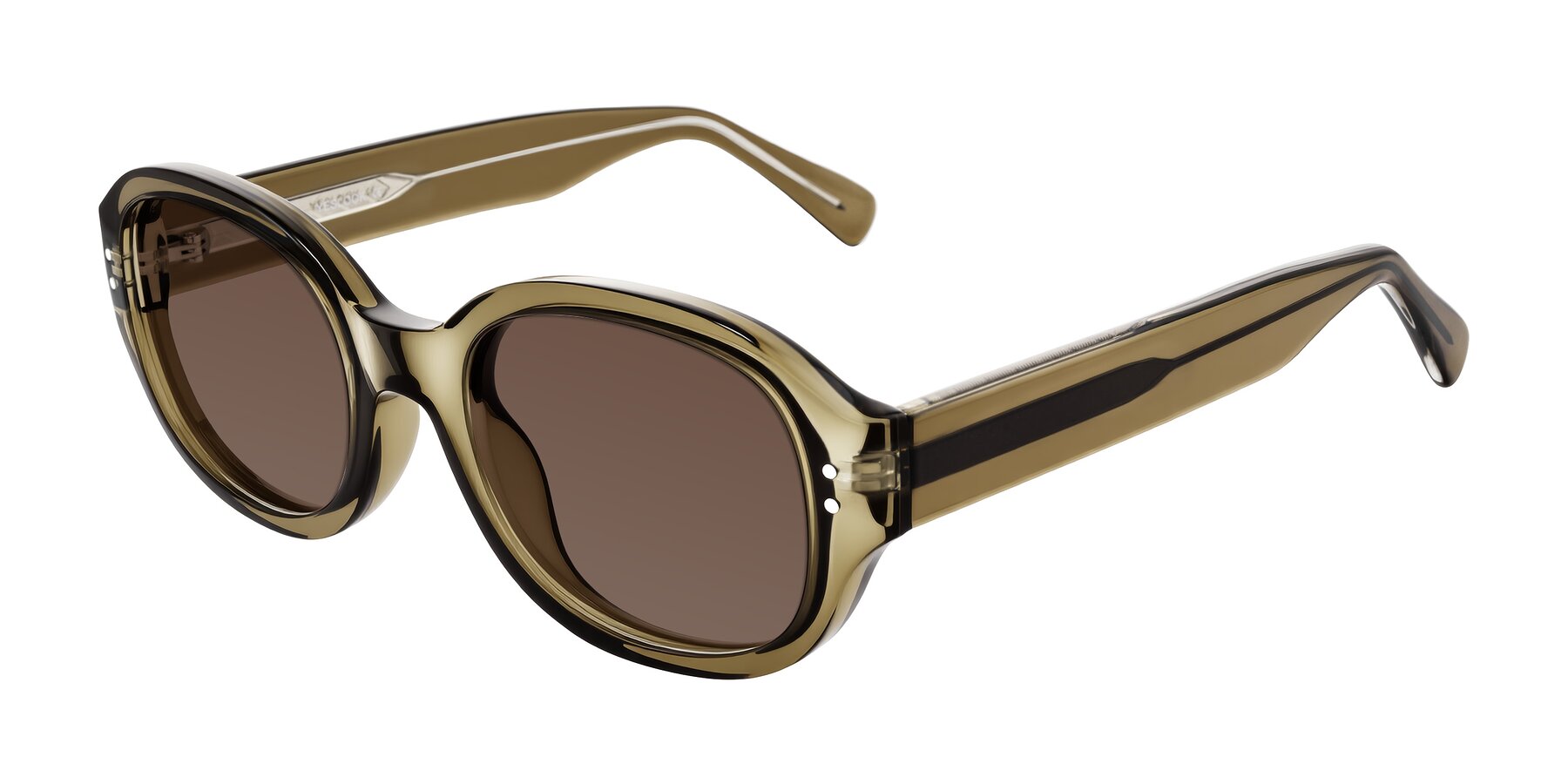 Angle of Novak in Translucent Olive Gray with Brown Tinted Lenses