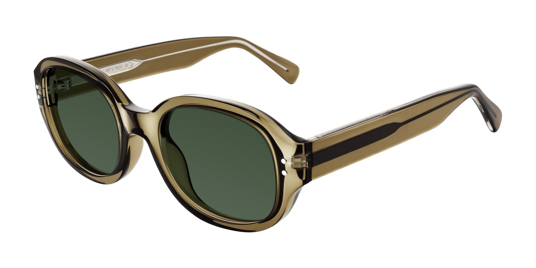 Angle of Novak in Translucent Olive Gray with Green Tinted Lenses