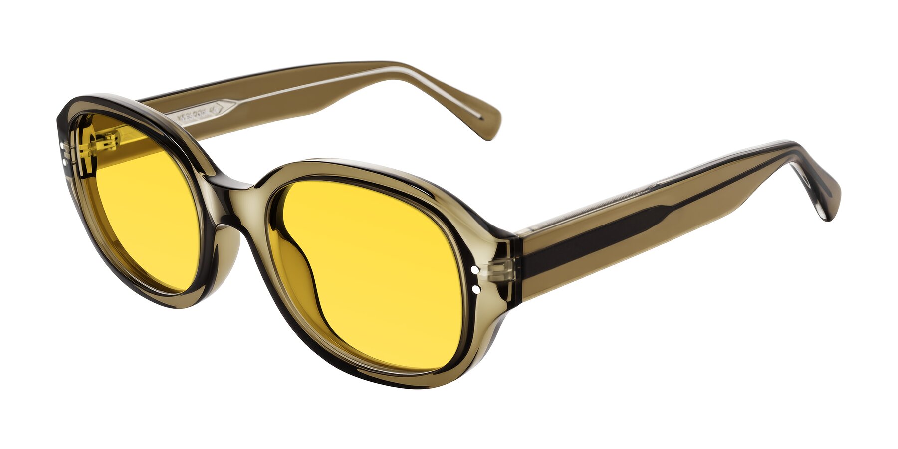 Angle of Novak in Translucent Olive Gray with Yellow Tinted Lenses