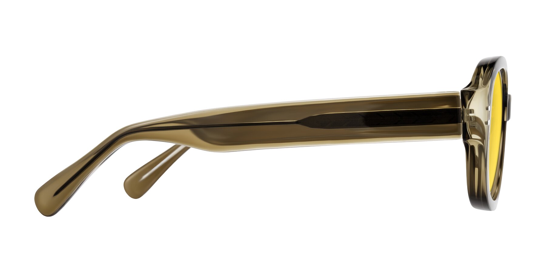 Side of Novak in Translucent Olive Gray with Yellow Tinted Lenses