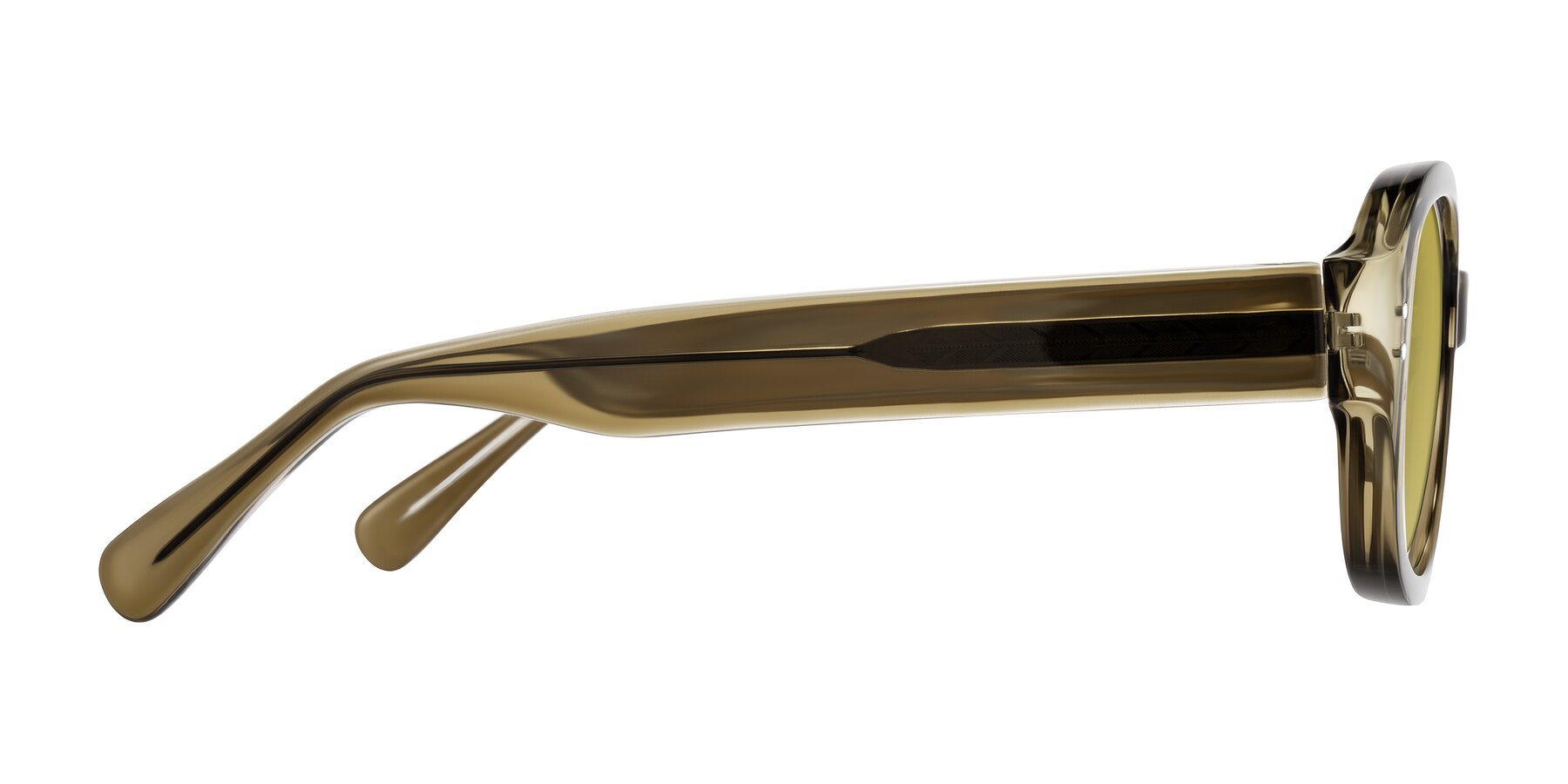 Side of Novak in Translucent Olive Gray with Champagne Tinted Lenses