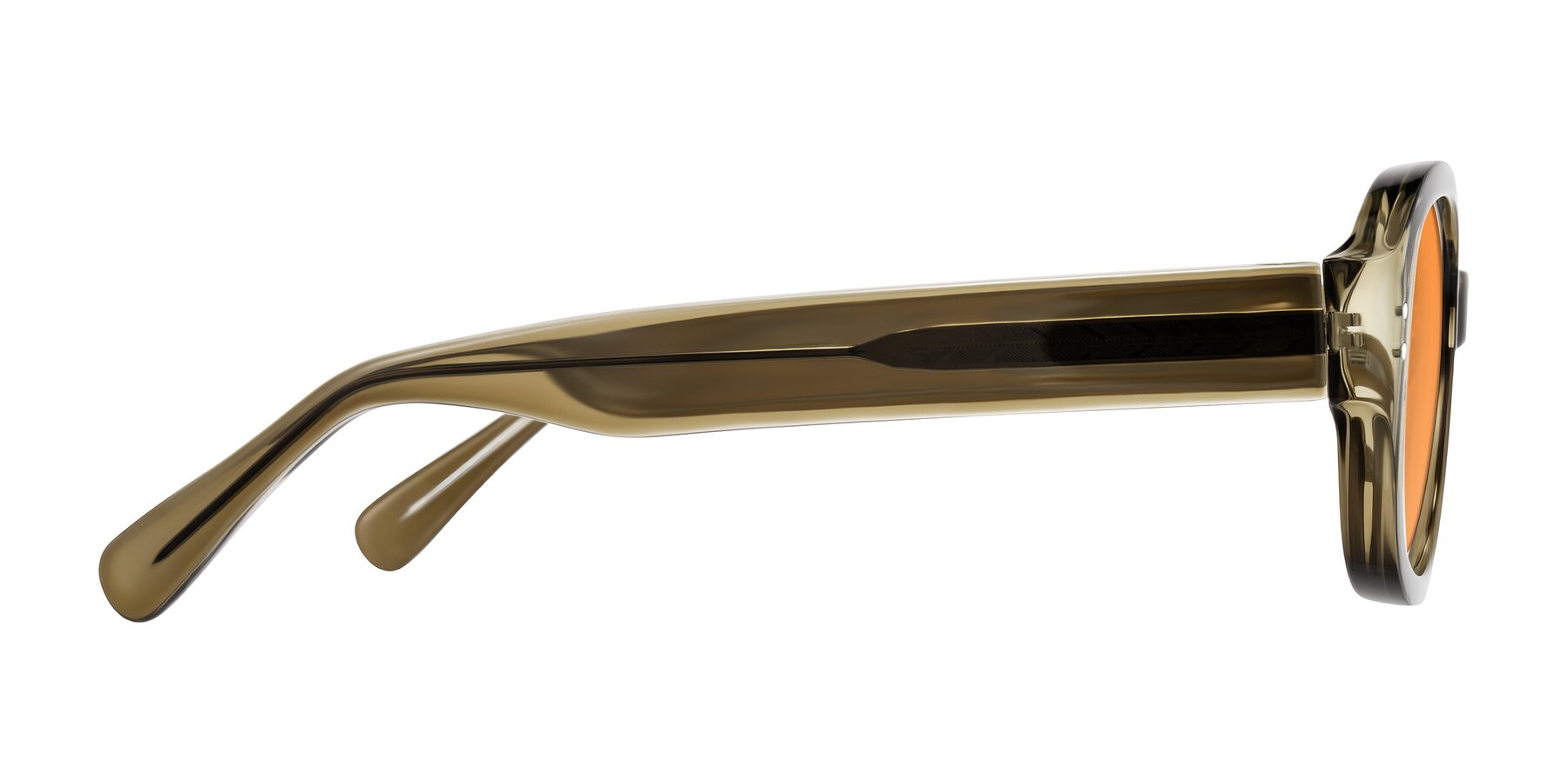 Side of Novak in Translucent Olive Gray with Orange Tinted Lenses