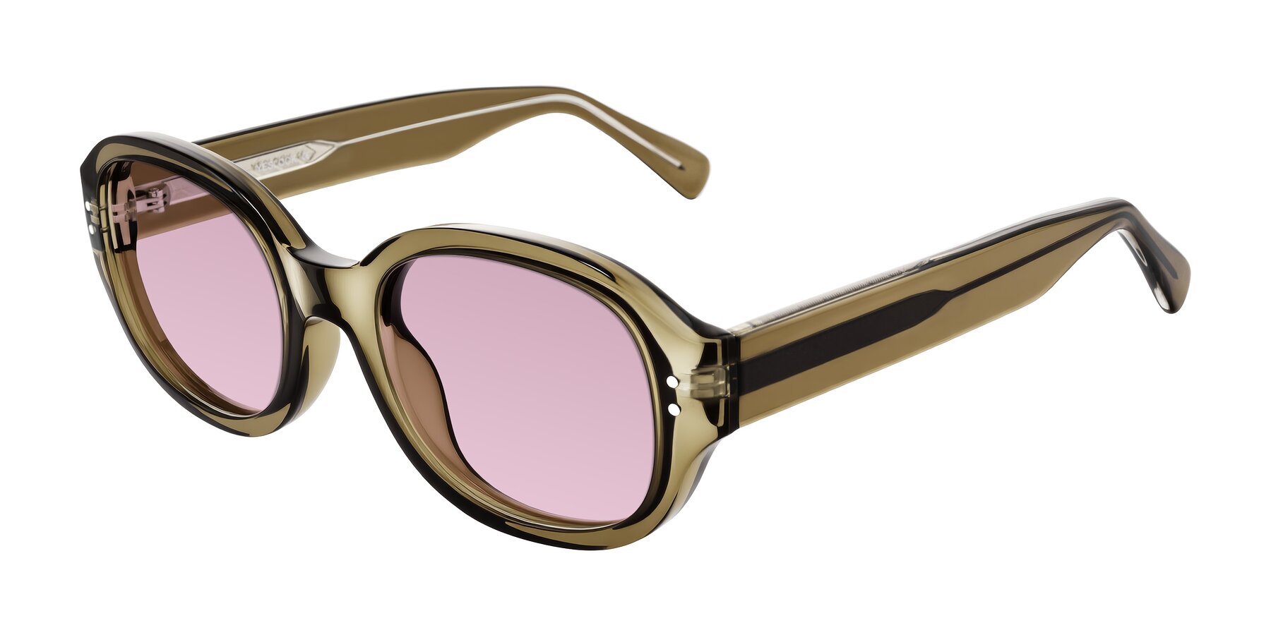 Angle of Novak in Translucent Olive Gray with Light Wine Tinted Lenses