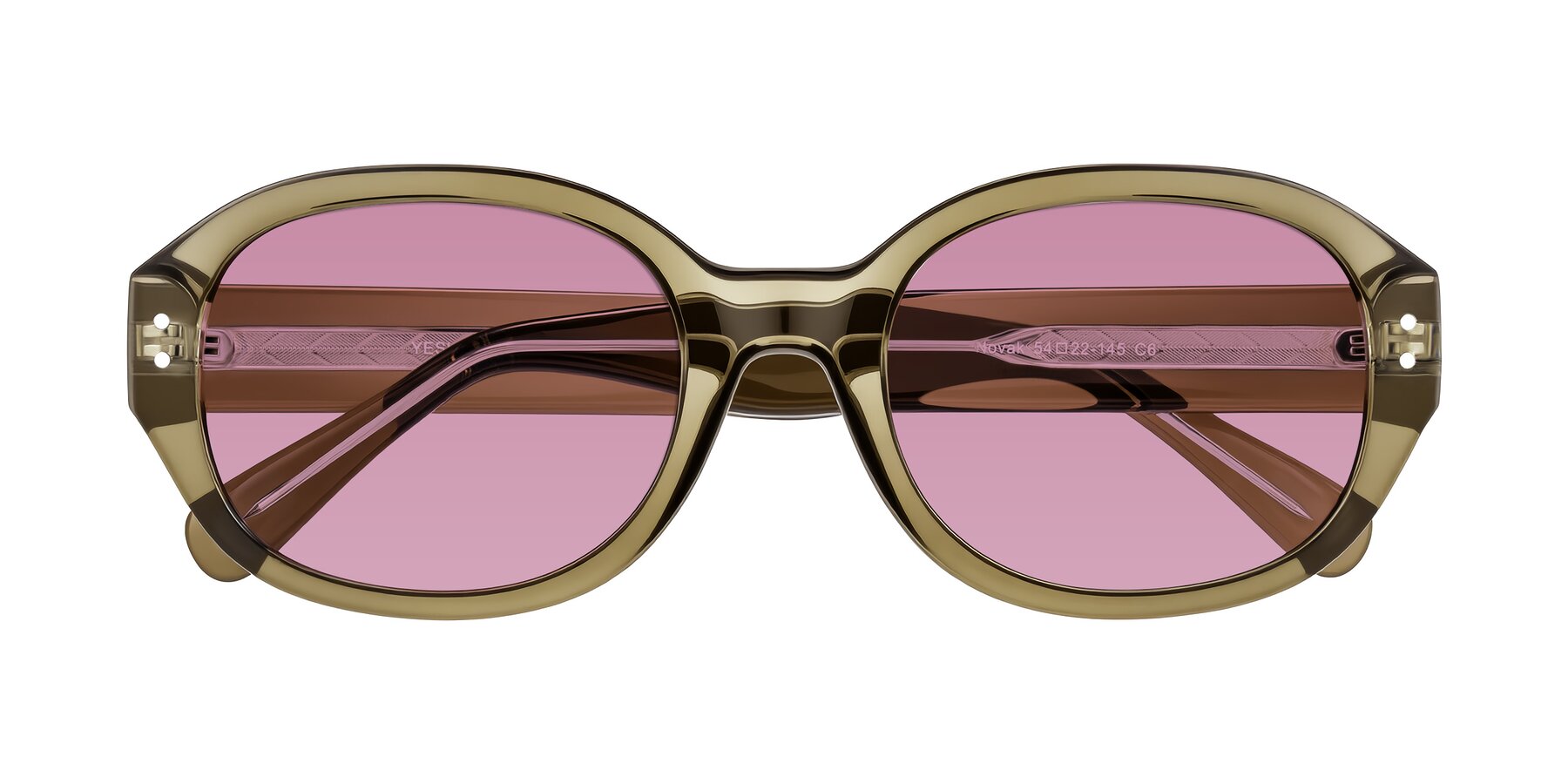 Folded Front of Novak in Translucent Olive Gray with Medium Wine Tinted Lenses