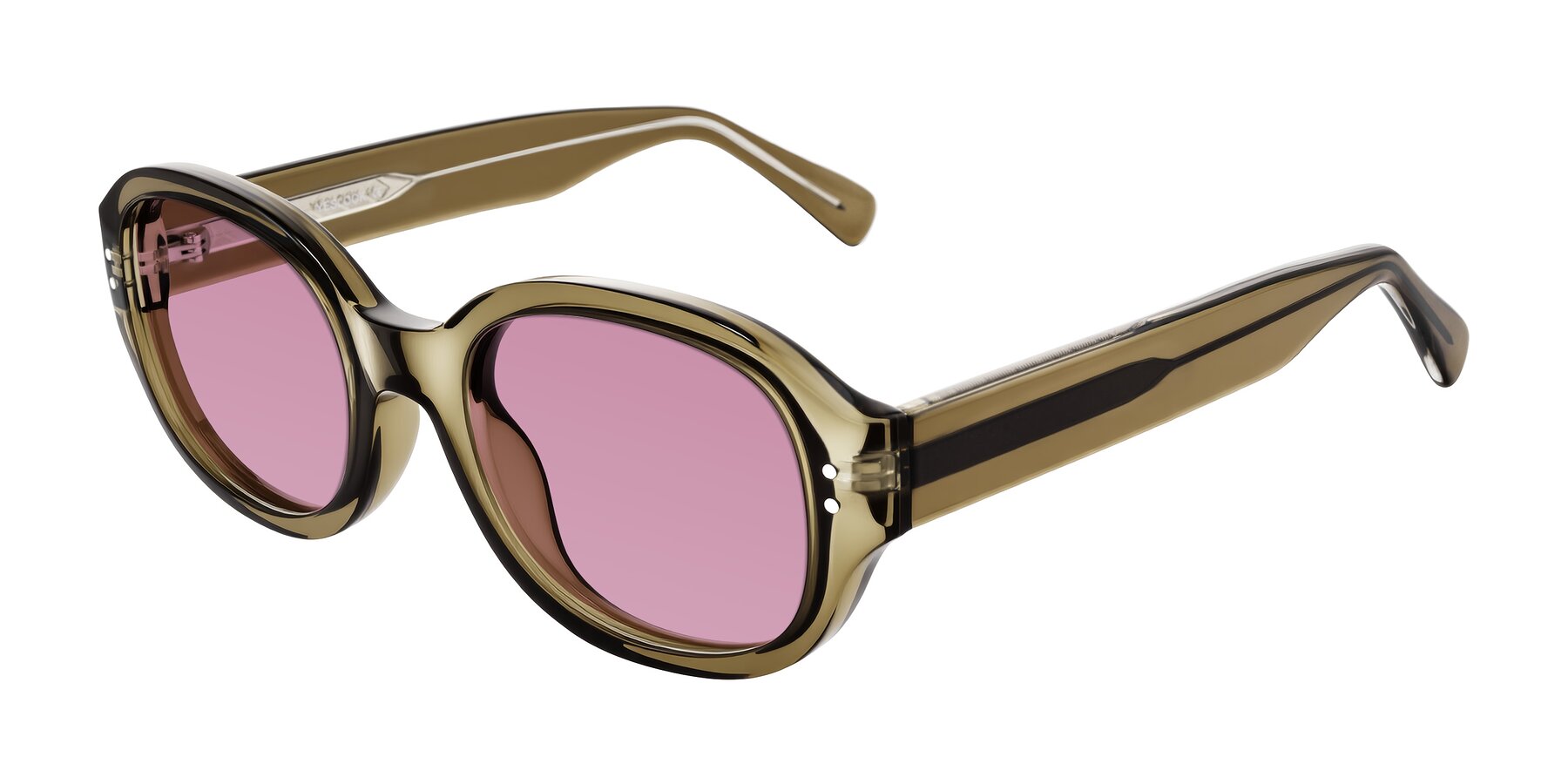Angle of Novak in Translucent Olive Gray with Medium Wine Tinted Lenses