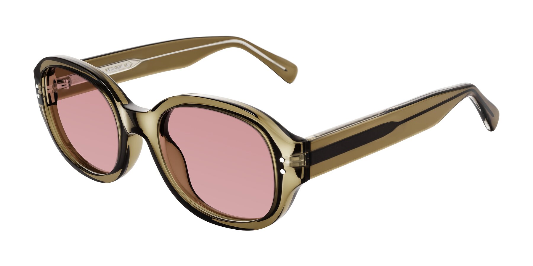 Angle of Novak in Translucent Olive Gray with Medium Garnet Tinted Lenses