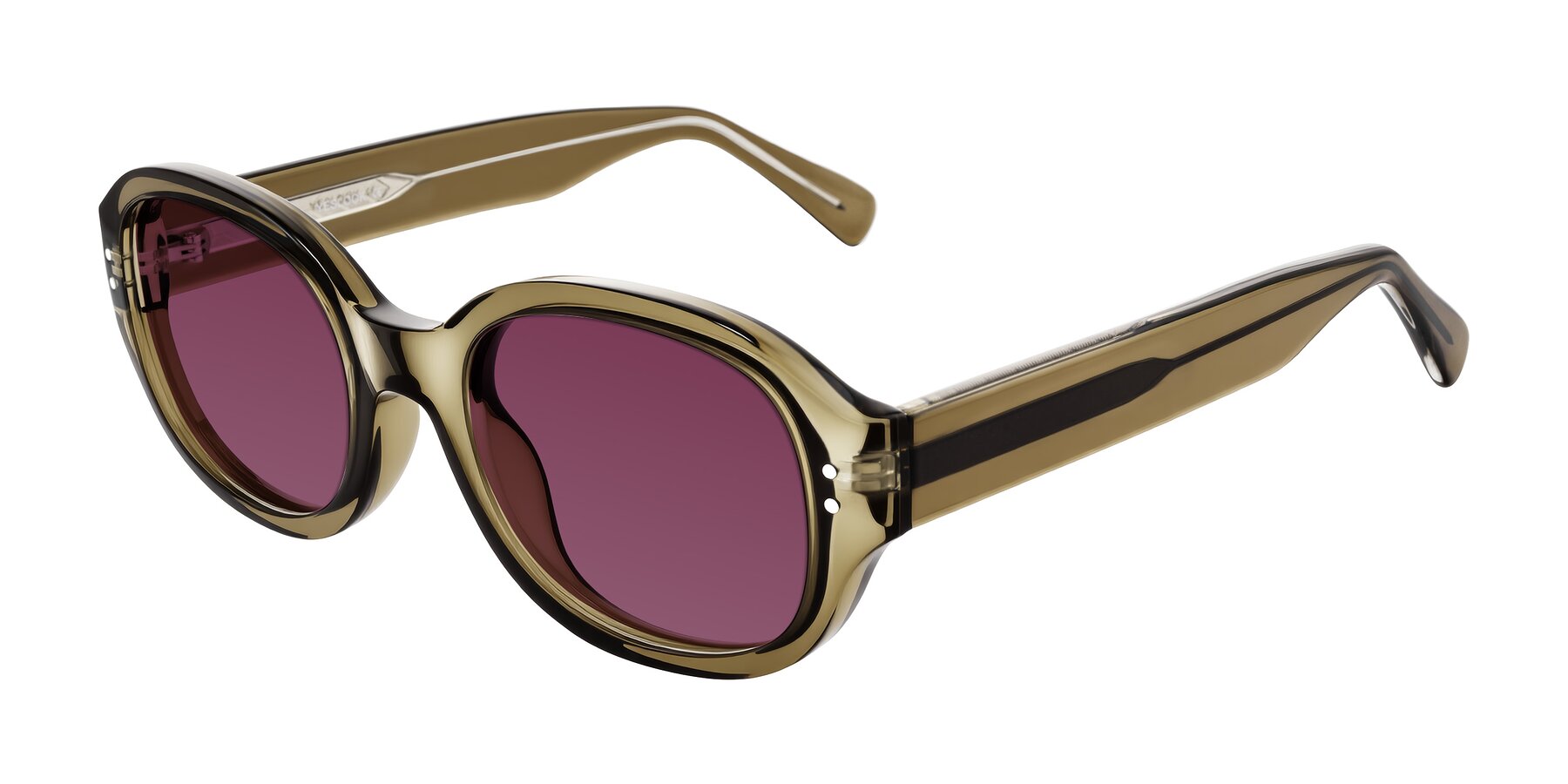 Angle of Novak in Translucent Olive Gray with Wine Tinted Lenses