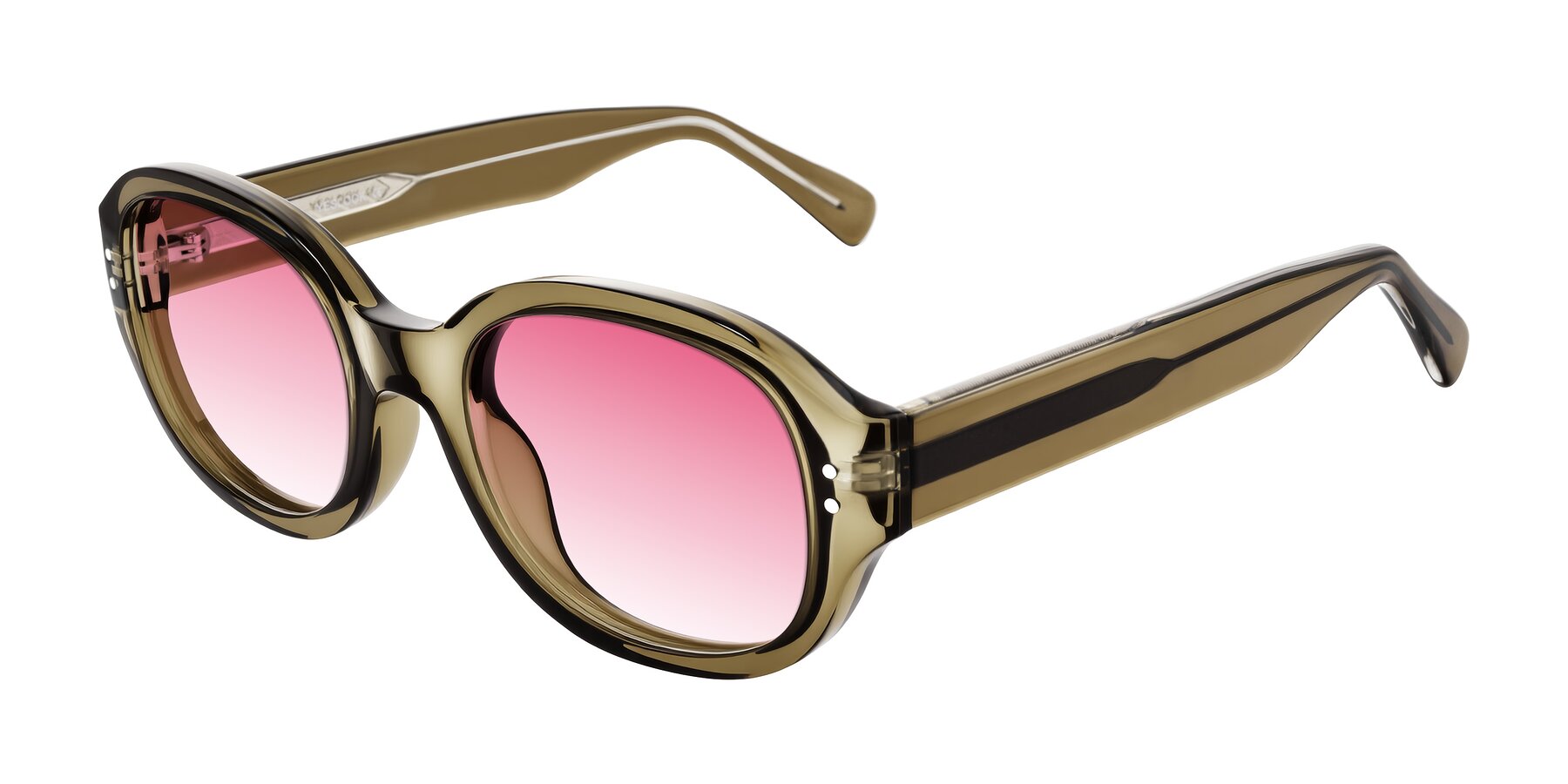 Angle of Novak in Translucent Olive Gray with Pink Gradient Lenses