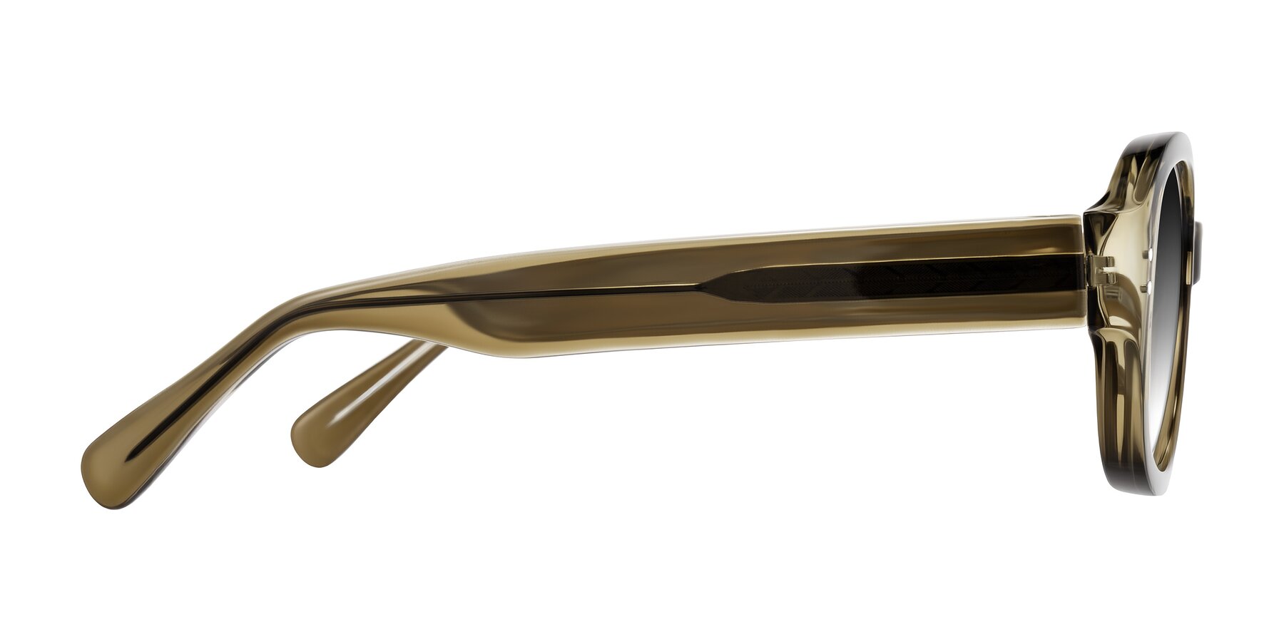 Side of Novak in Translucent Olive Gray with Gray Gradient Lenses