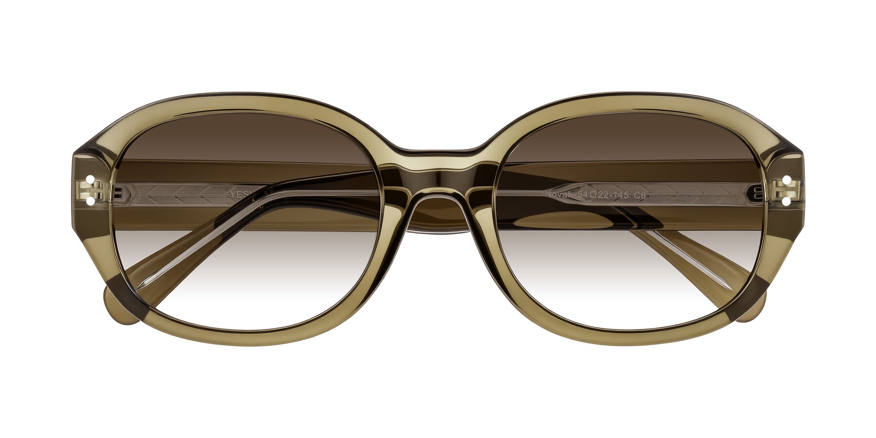 Folded Front of Novak in Translucent Olive Gray with Brown Gradient Lenses