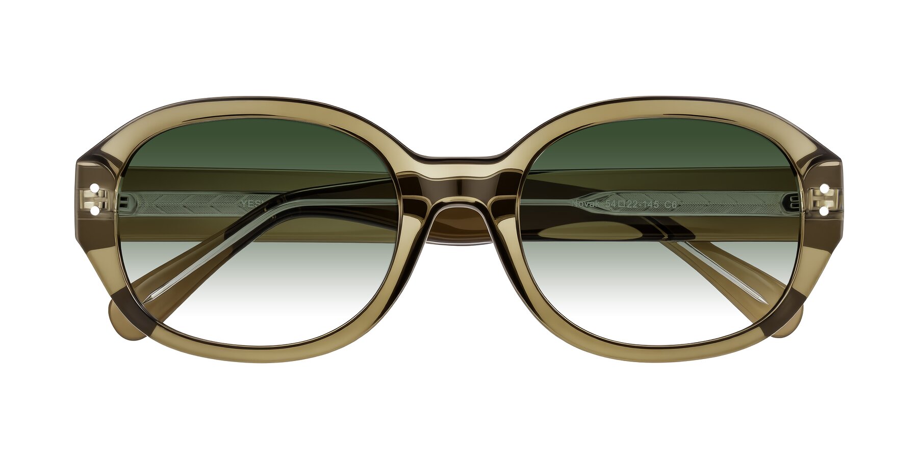 Folded Front of Novak in Translucent Olive Gray with Green Gradient Lenses