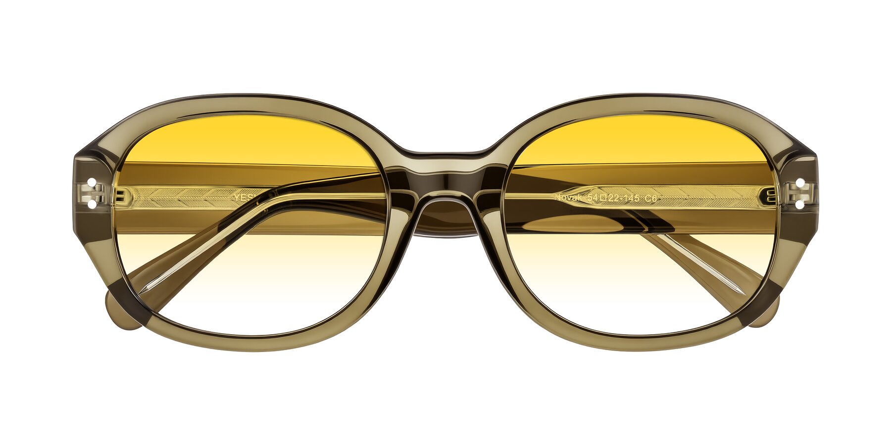 Folded Front of Novak in Translucent Olive Gray with Yellow Gradient Lenses