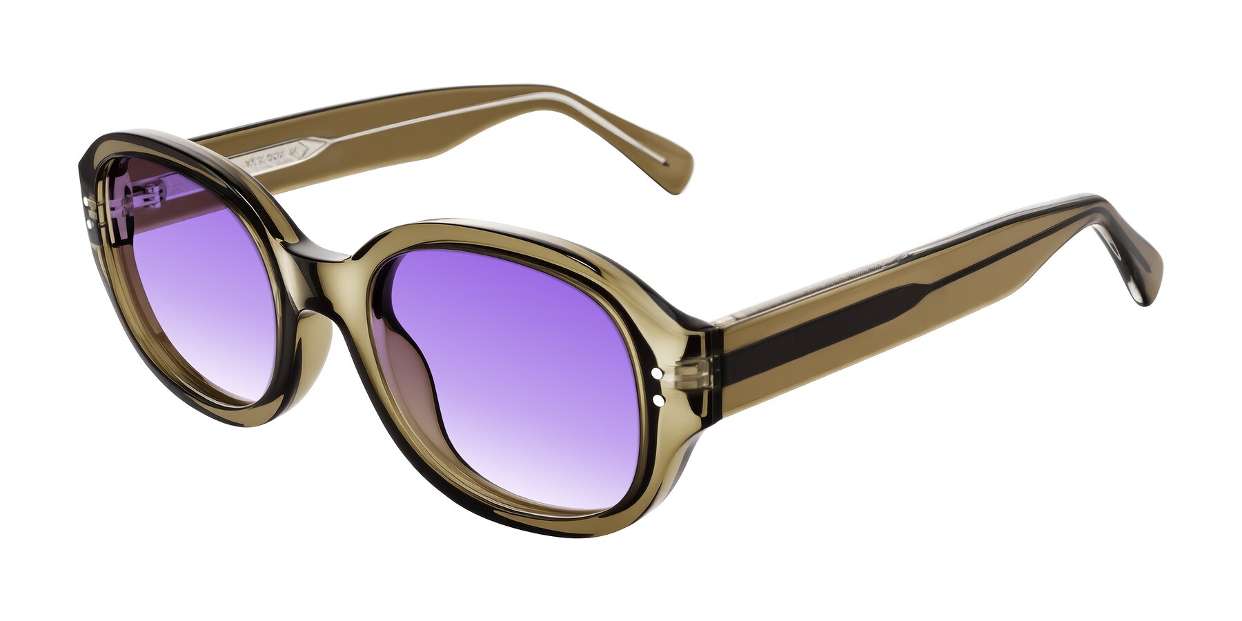 Angle of Novak in Translucent Olive Gray with Purple Gradient Lenses