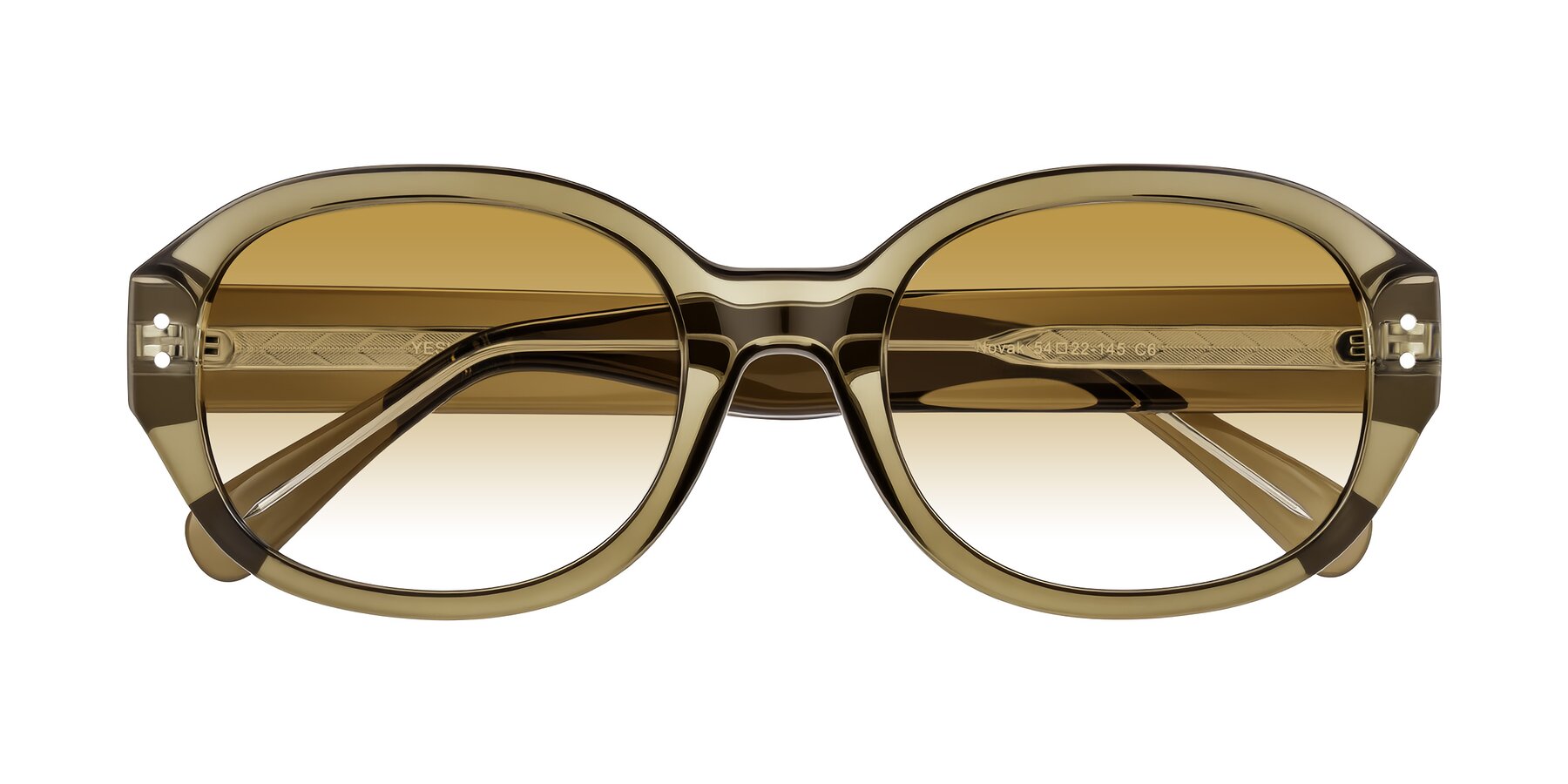 Folded Front of Novak in Translucent Olive Gray with Champagne Gradient Lenses