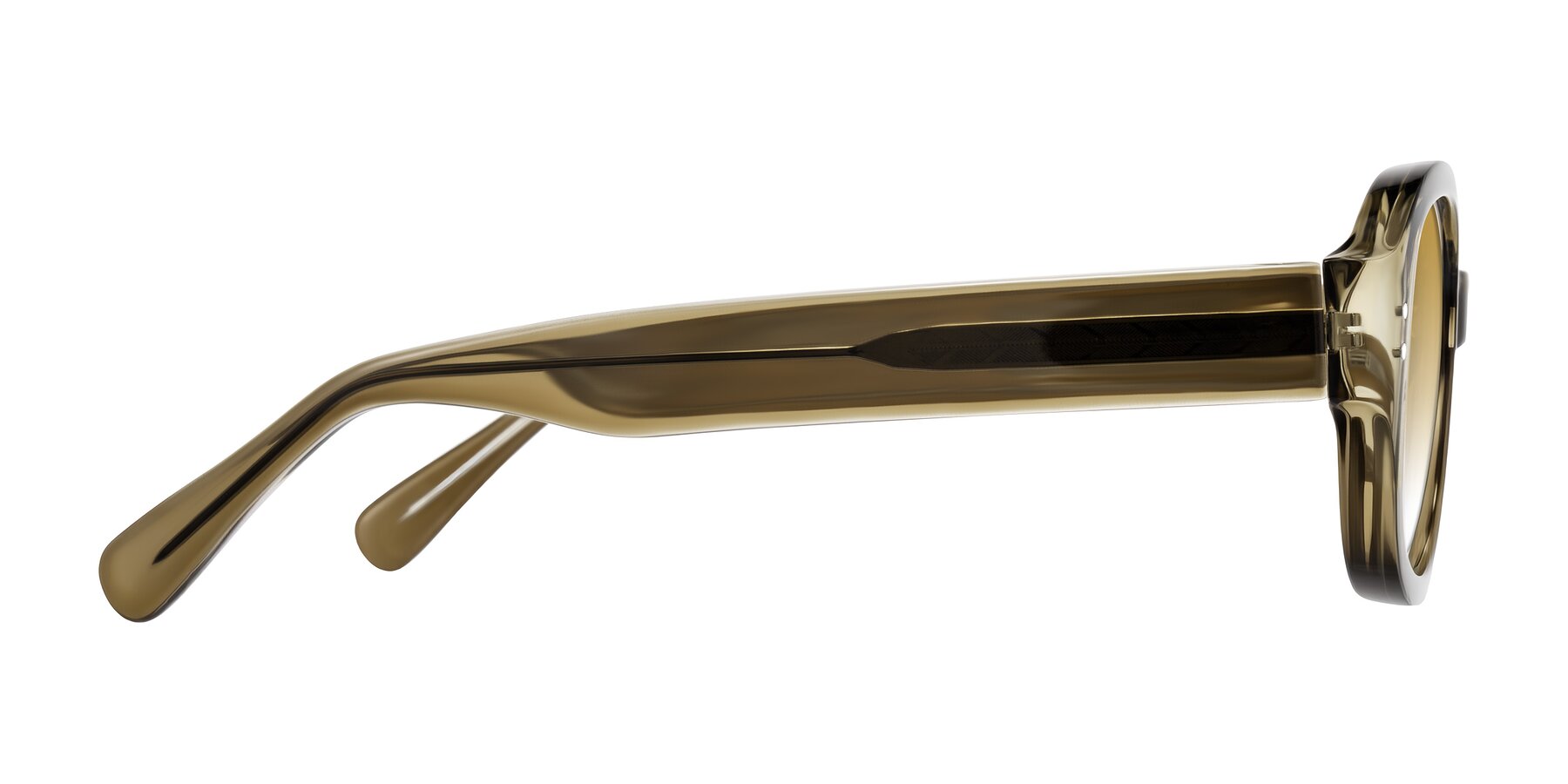 Side of Novak in Translucent Olive Gray with Champagne Gradient Lenses
