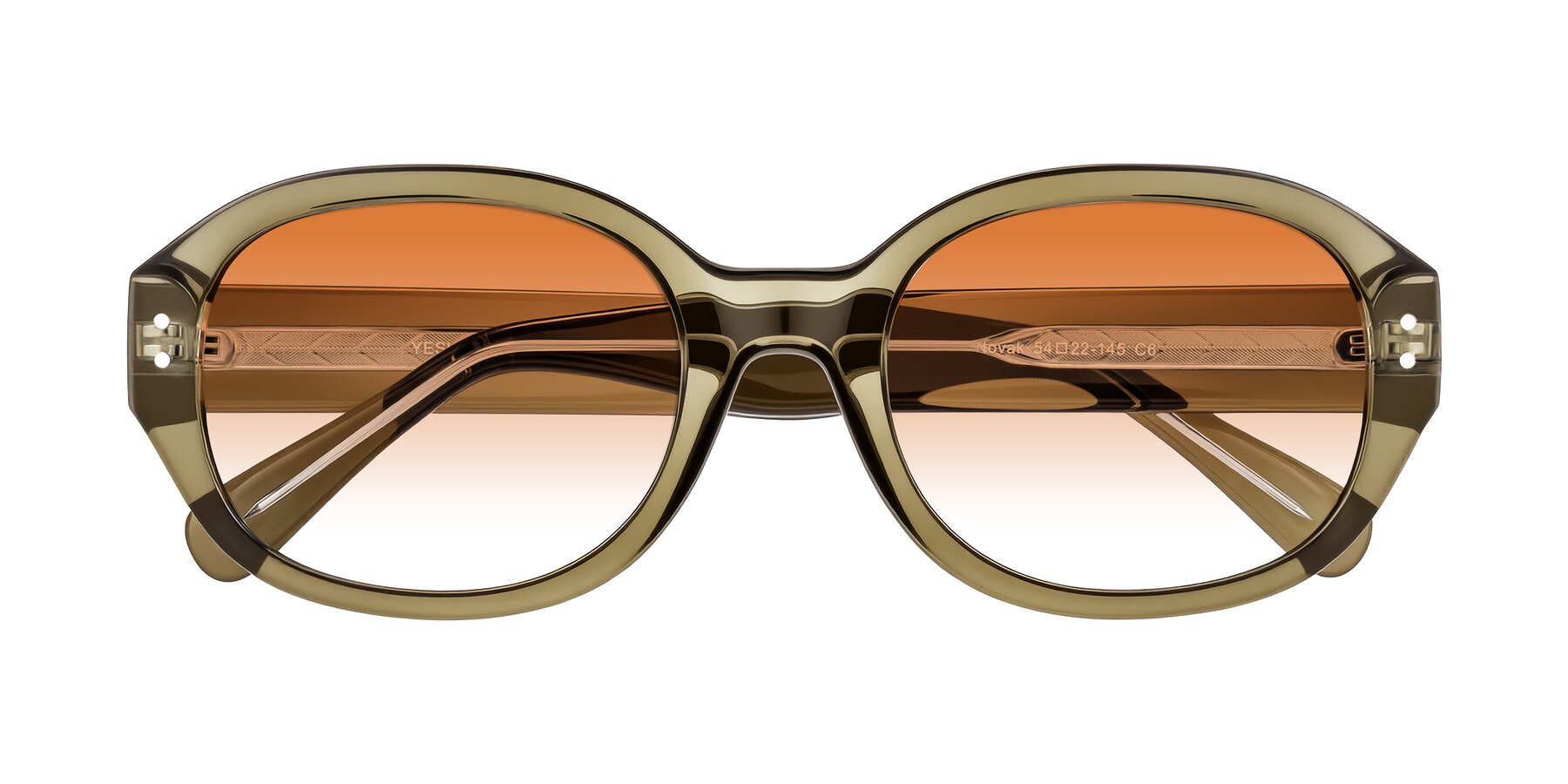 Folded Front of Novak in Translucent Olive Gray with Orange Gradient Lenses