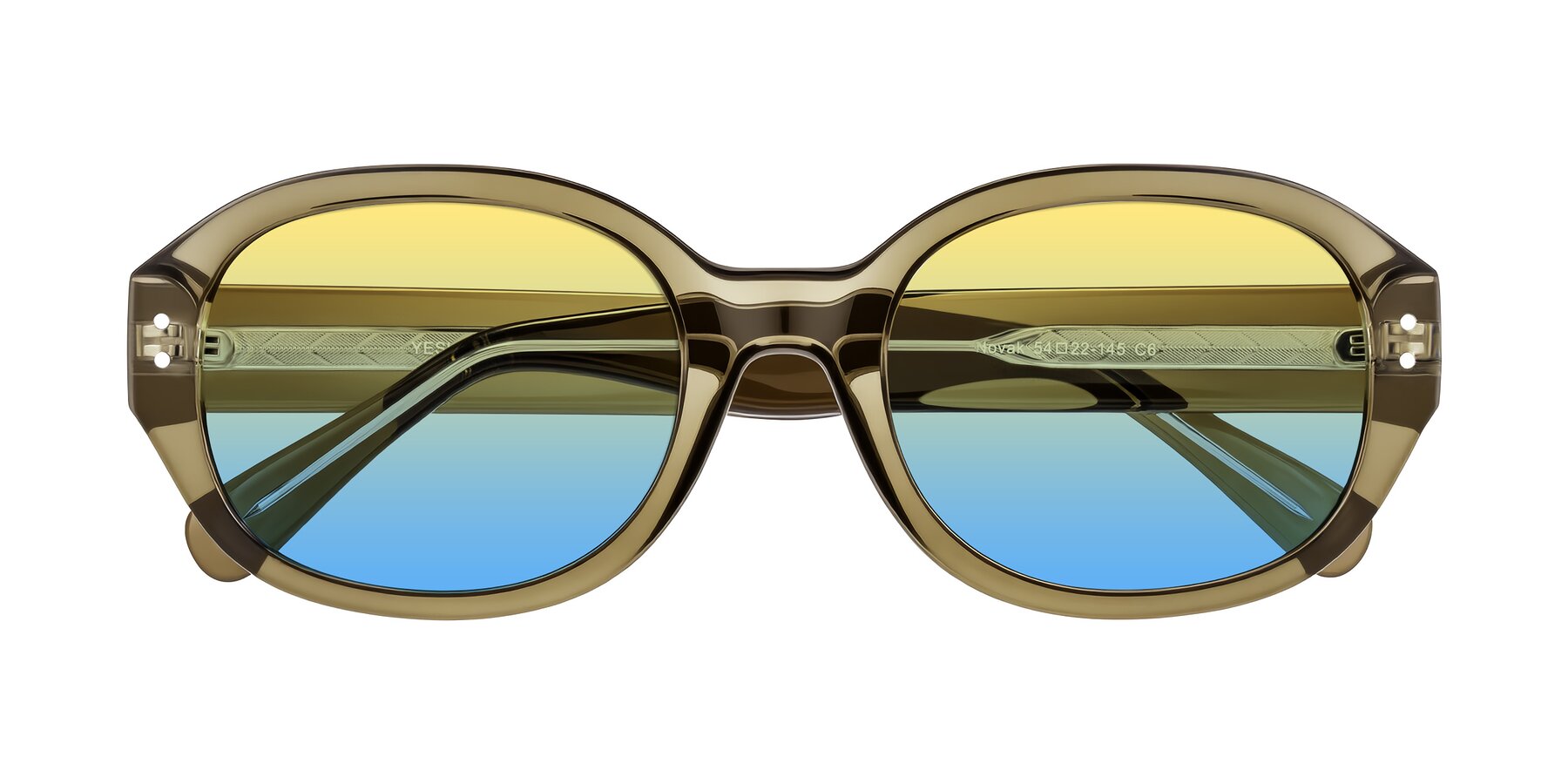 Folded Front of Novak in Translucent Olive Gray with Yellow / Blue Gradient Lenses