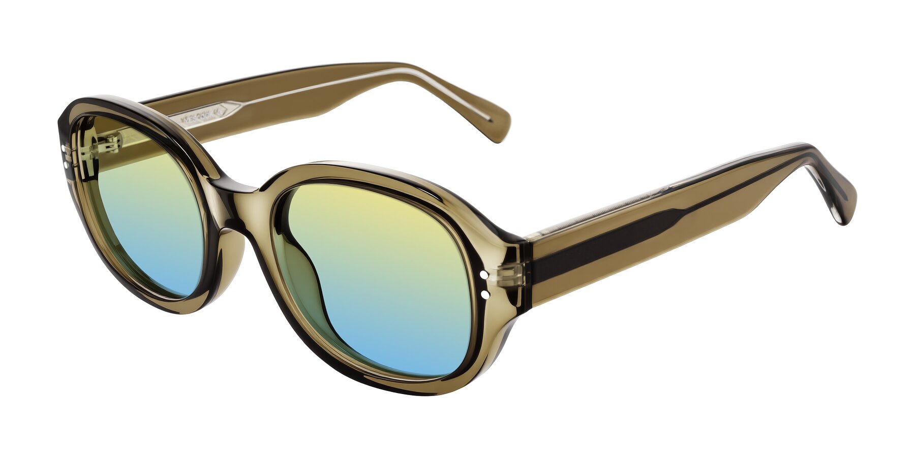 Angle of Novak in Translucent Olive Gray with Yellow / Blue Gradient Lenses