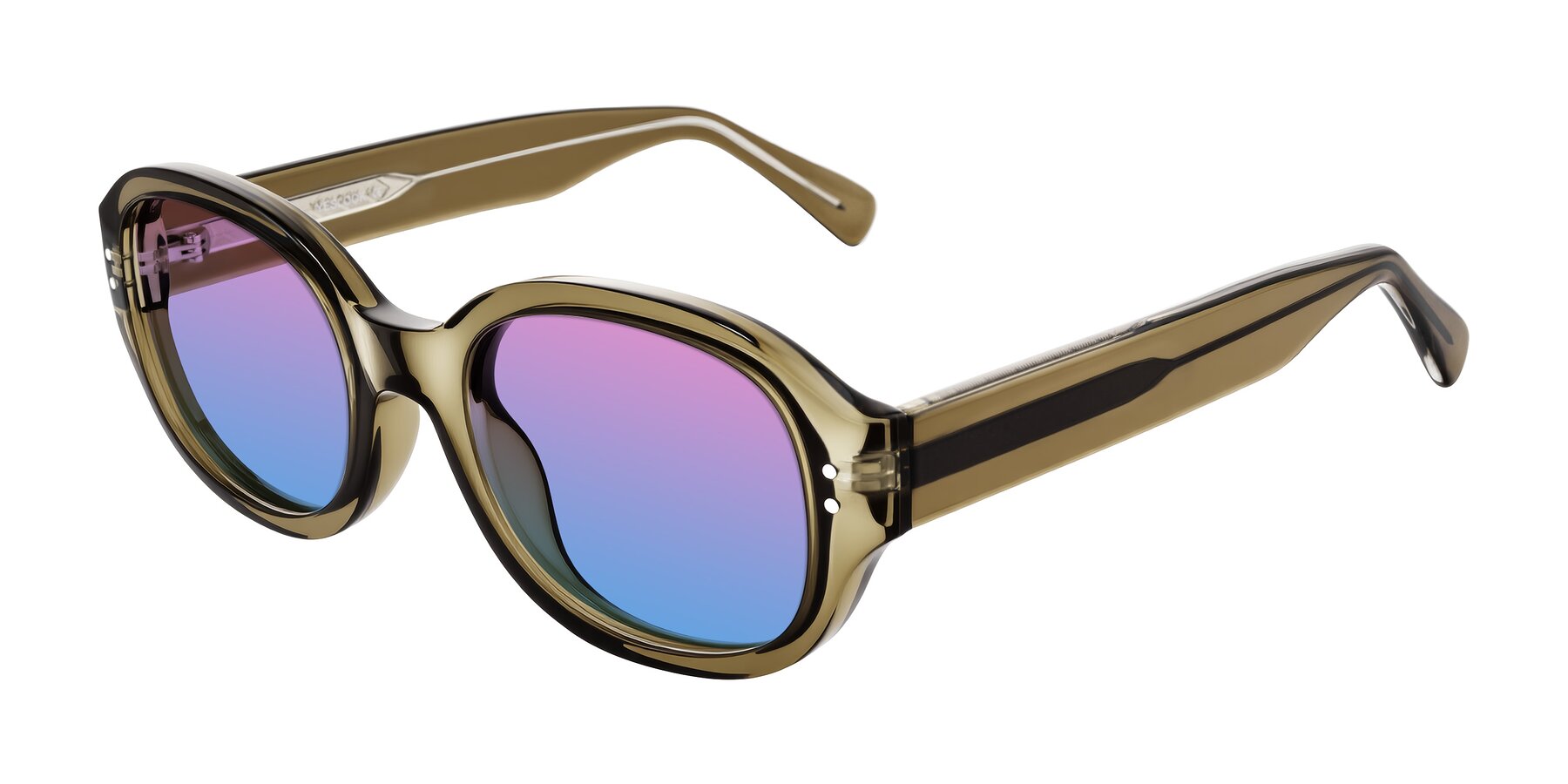 Angle of Novak in Translucent Olive Gray with Pink / Blue Gradient Lenses