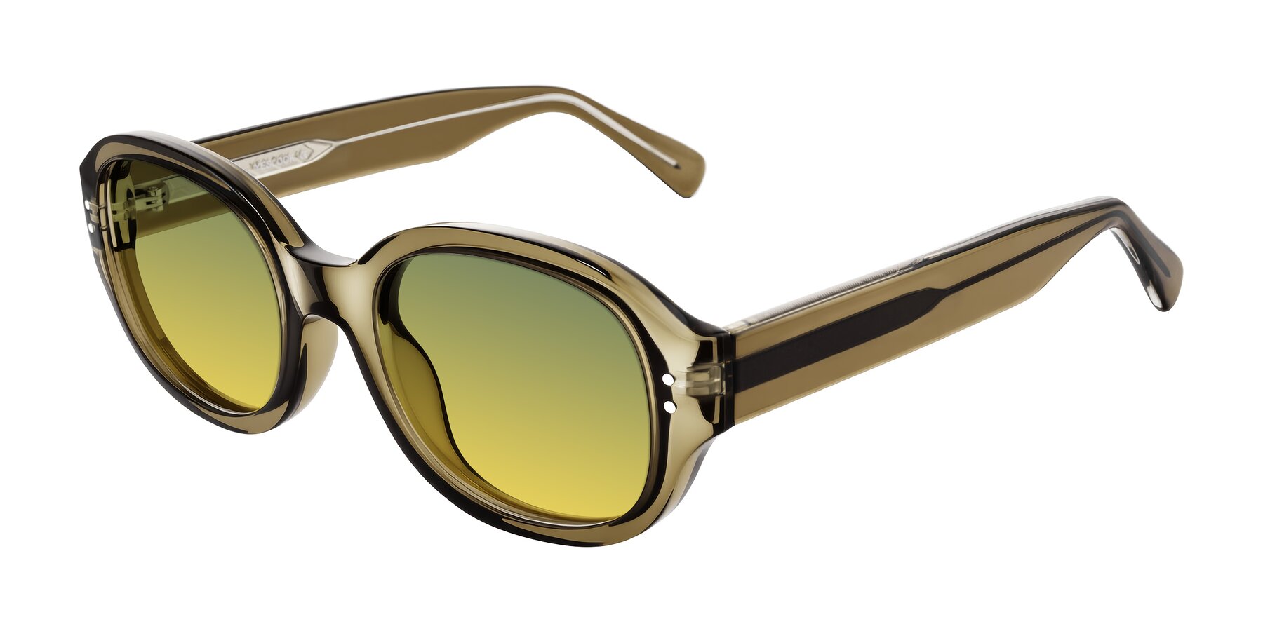 Angle of Novak in Translucent Olive Gray with Green / Yellow Gradient Lenses