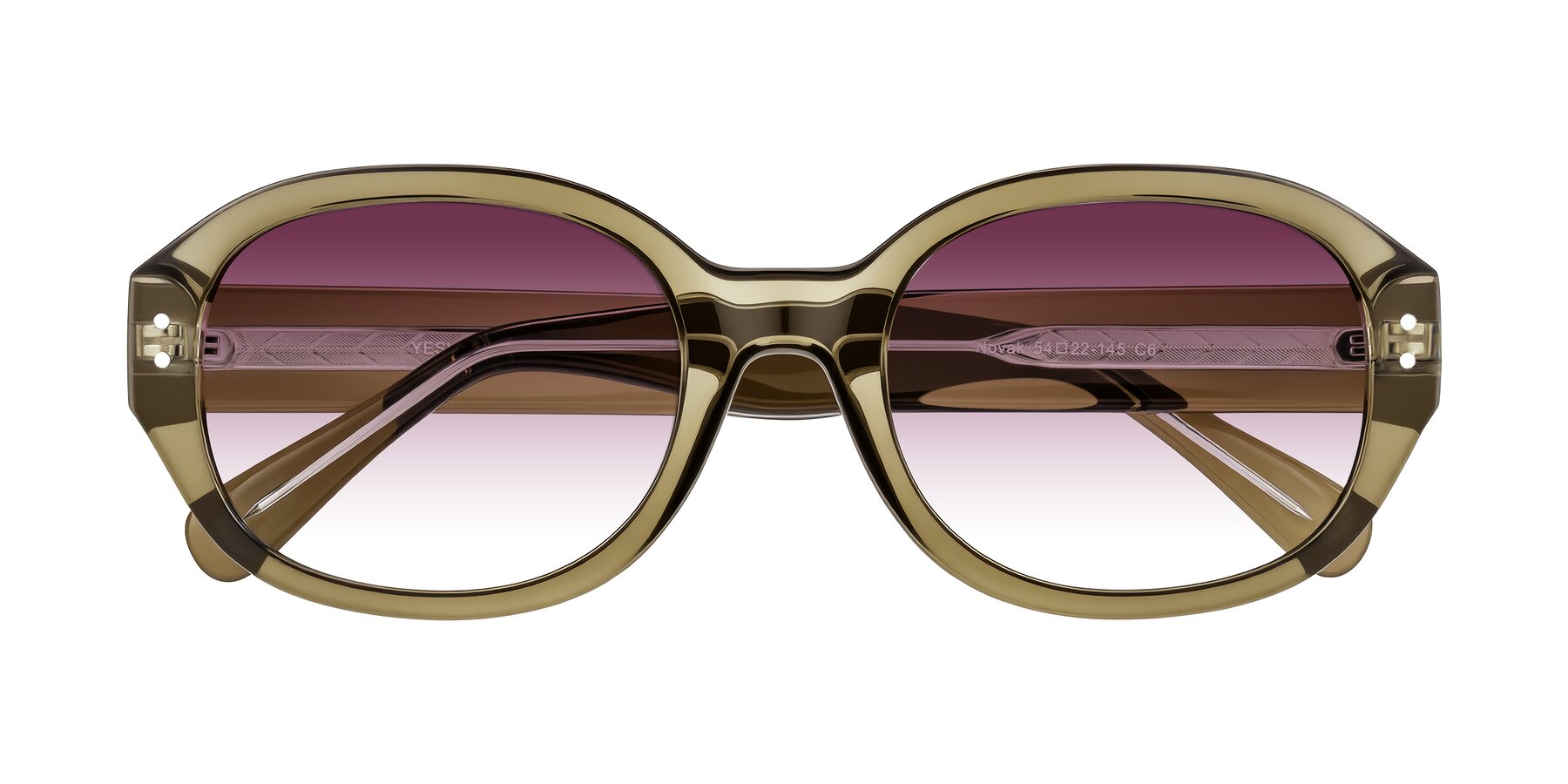 Folded Front of Novak in Translucent Olive Gray with Wine Gradient Lenses