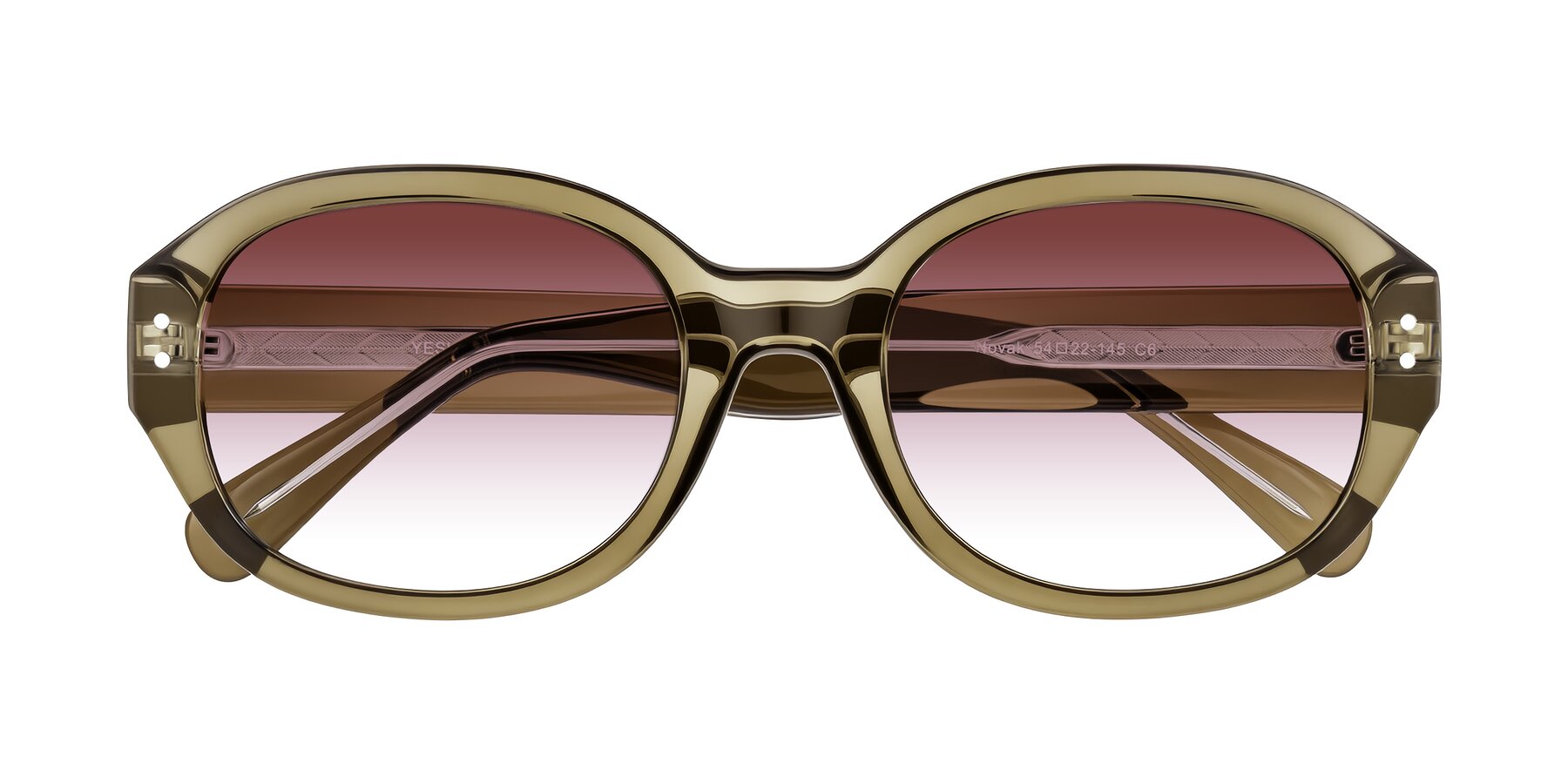Folded Front of Novak in Translucent Olive Gray with Garnet Gradient Lenses