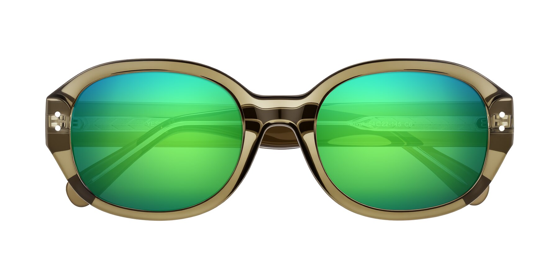 Folded Front of Novak in Translucent Olive Gray with Green Mirrored Lenses