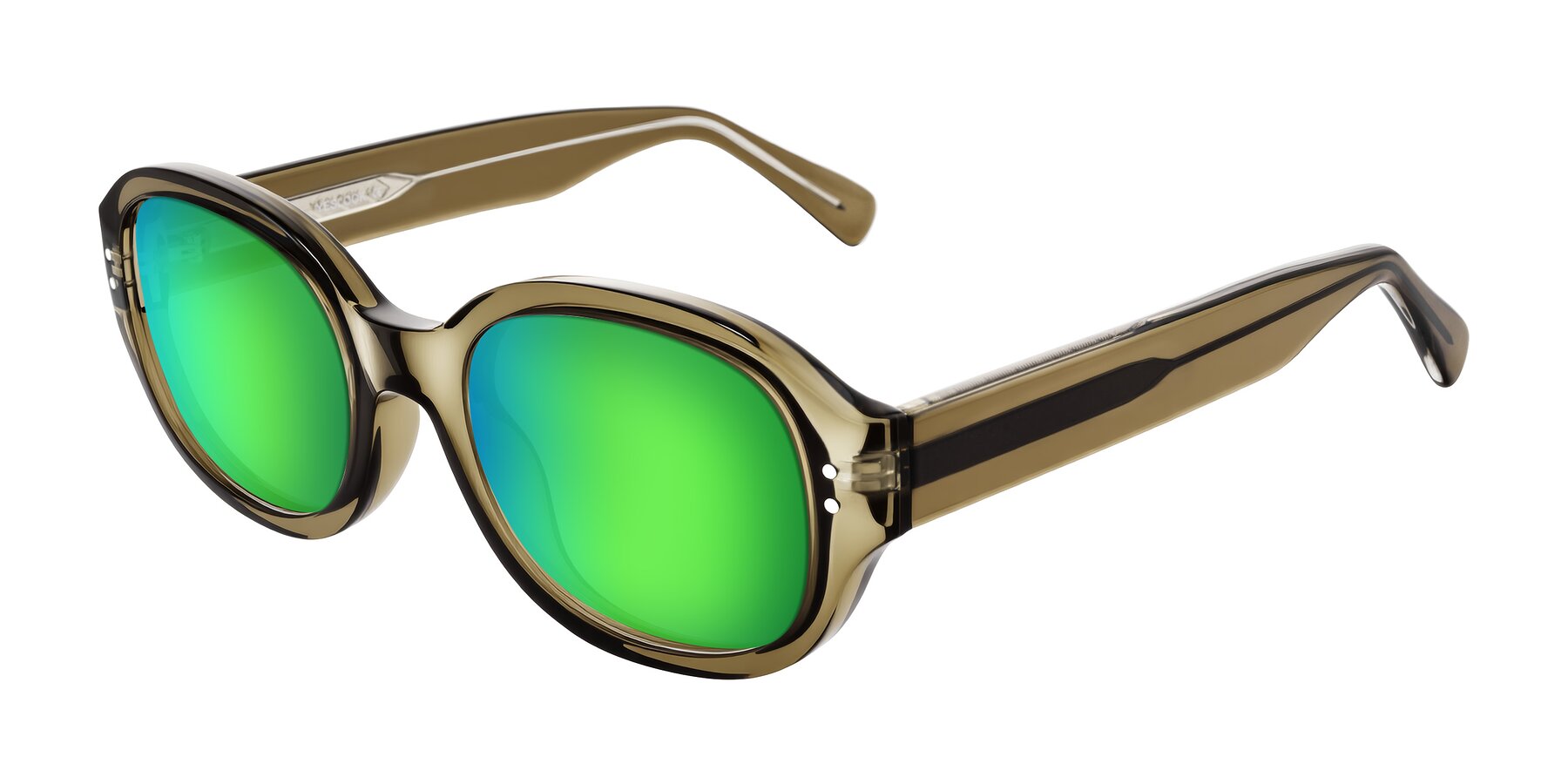 Angle of Novak in Translucent Olive Gray with Green Mirrored Lenses
