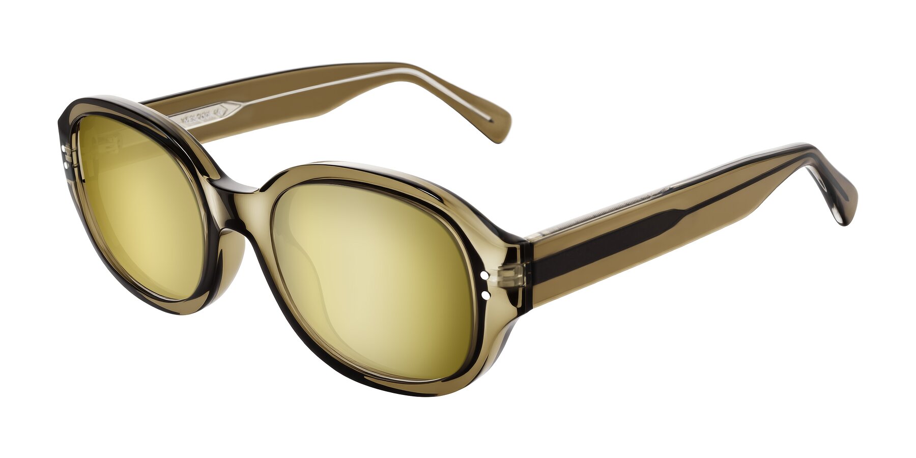 Angle of Novak in Translucent Olive Gray with Gold Mirrored Lenses