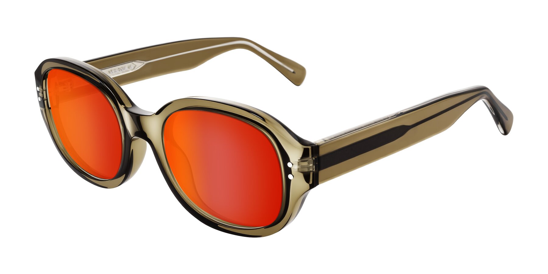 Angle of Novak in Translucent Olive Gray with Red Gold Mirrored Lenses