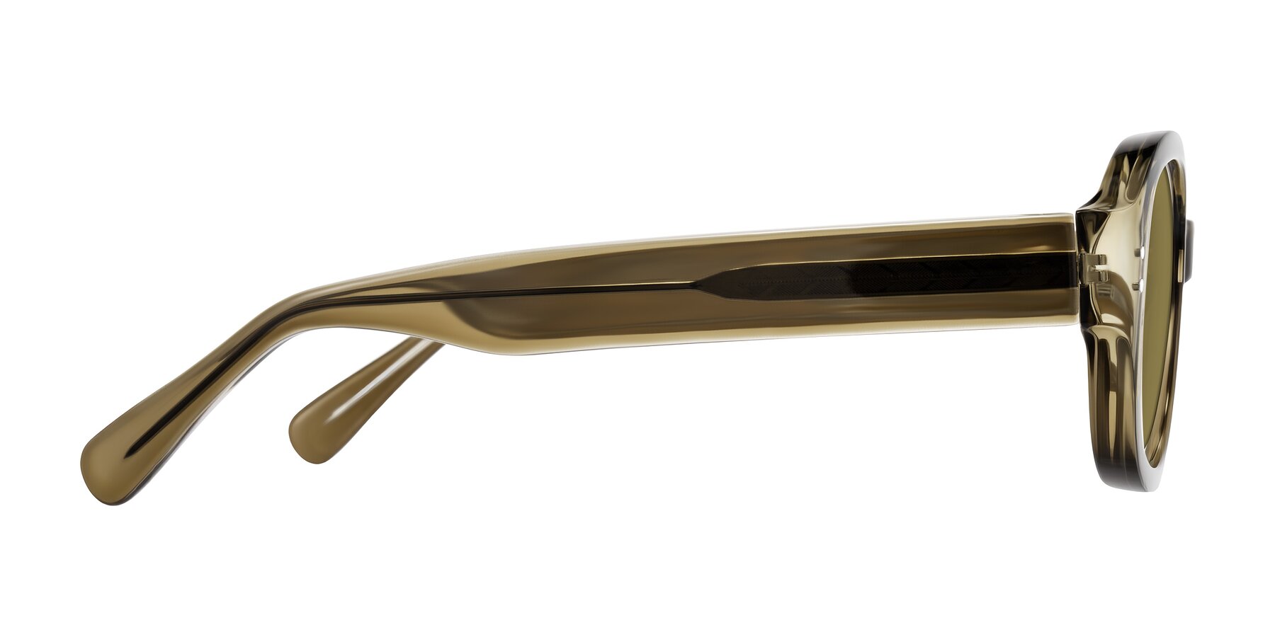 Side of Novak in Translucent Olive Gray with Brown Polarized Lenses