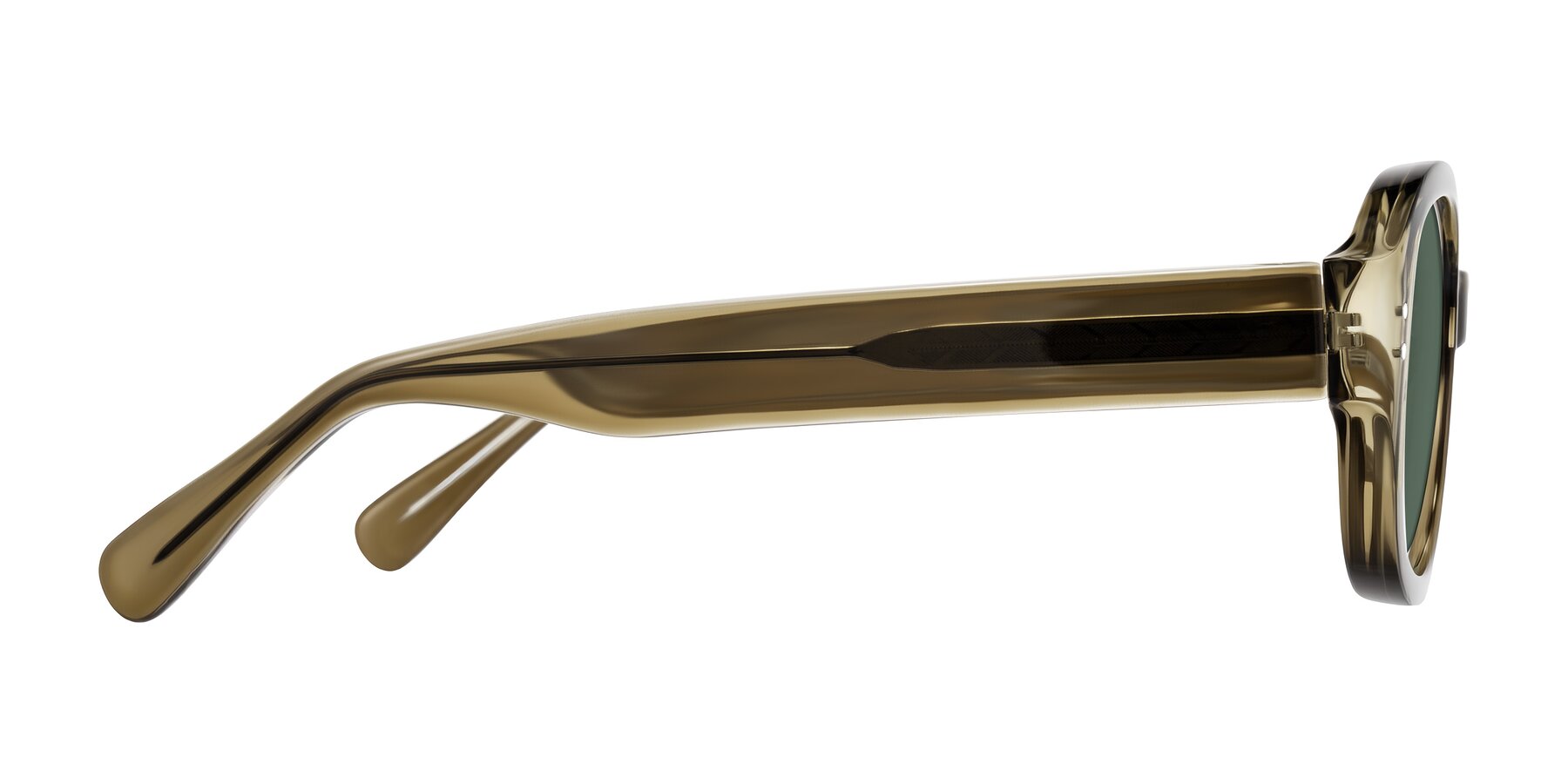 Side of Novak in Translucent Olive Gray with Green Polarized Lenses