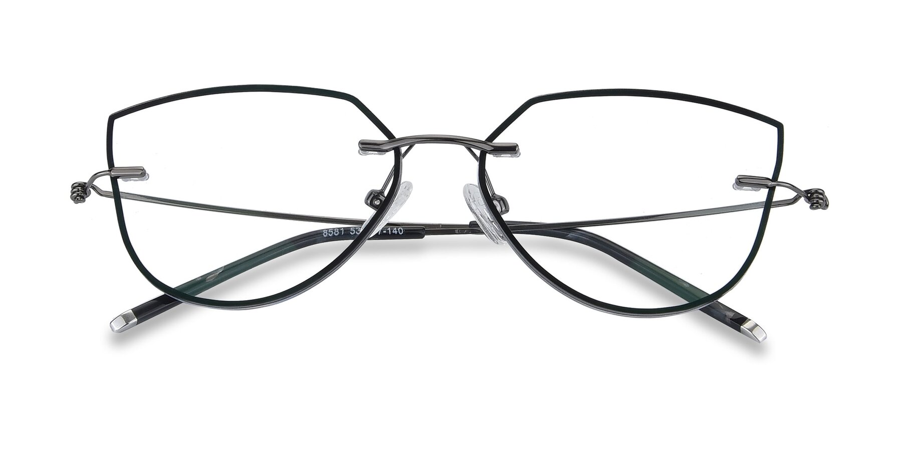 Folded Front of Y7001 in Black-Gunmetal with Clear Eyeglass Lenses