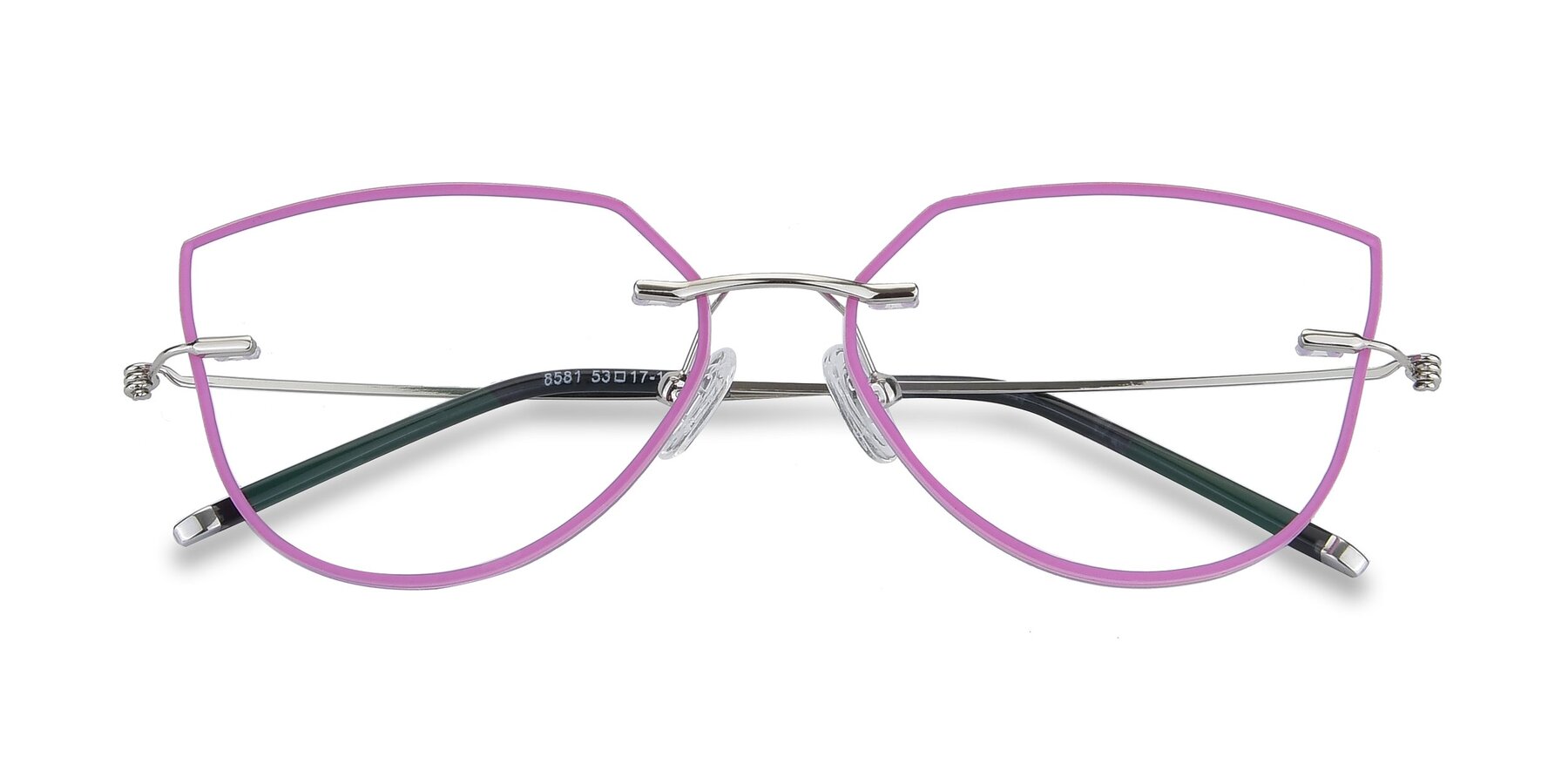 Folded Front of Y7001 in Pink-Silver with Clear Blue Light Blocking Lenses