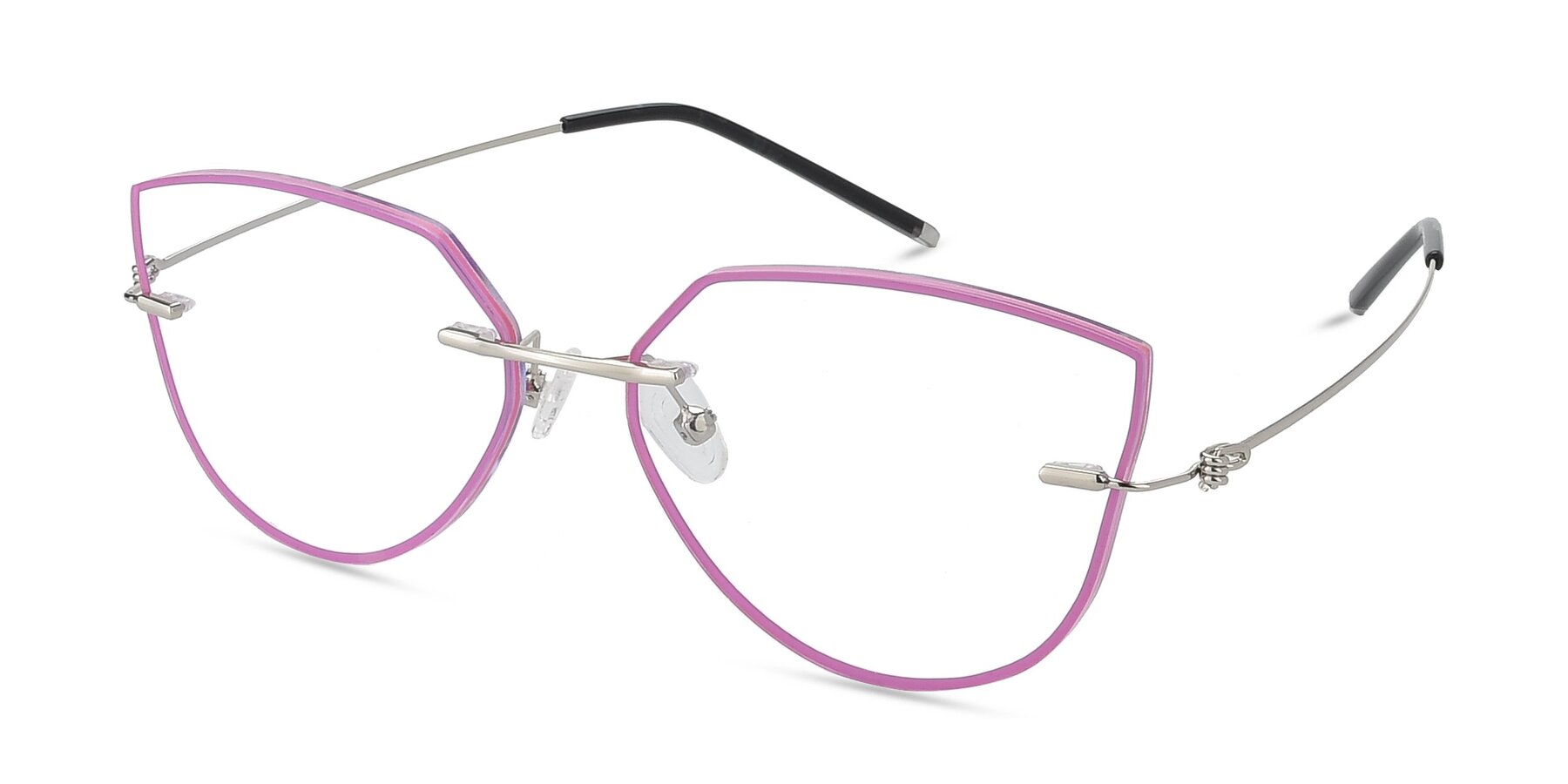 Angle of Y7001 in Pink-Silver with Clear Blue Light Blocking Lenses