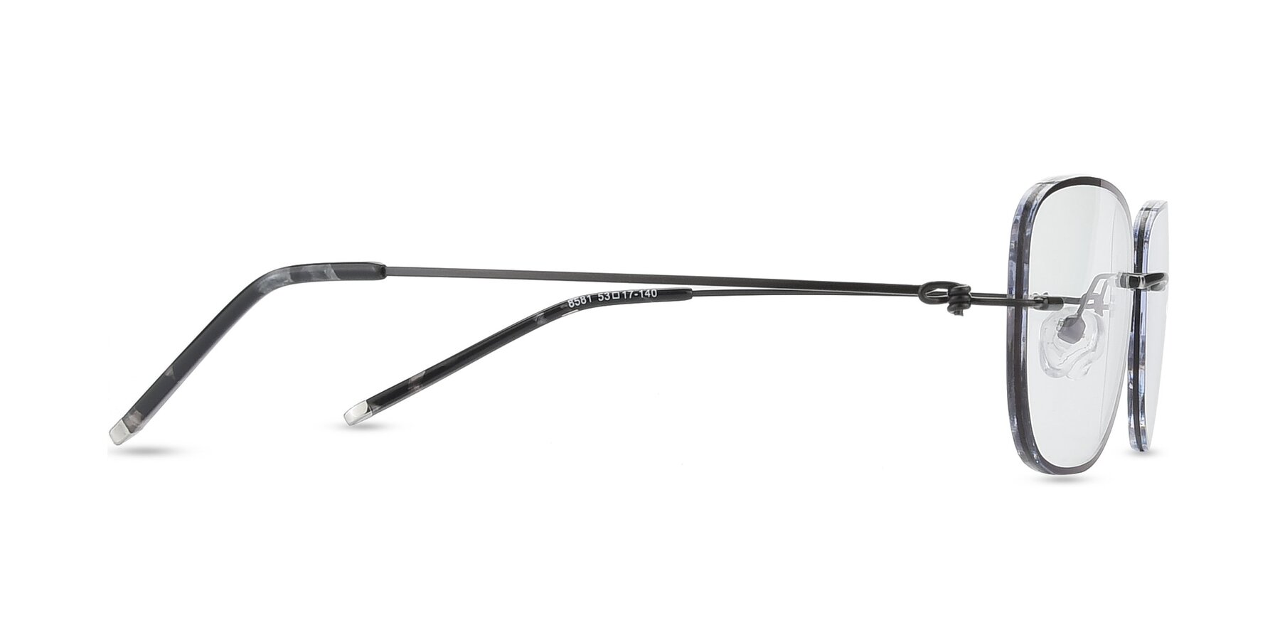 Side of Y7002 in Black-Gunmetal with Clear Eyeglass Lenses