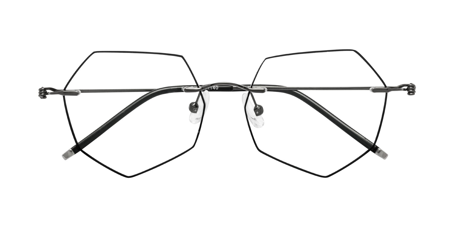 Folded Front of Y7003 in Black/Gunmetal with Clear Eyeglass Lenses