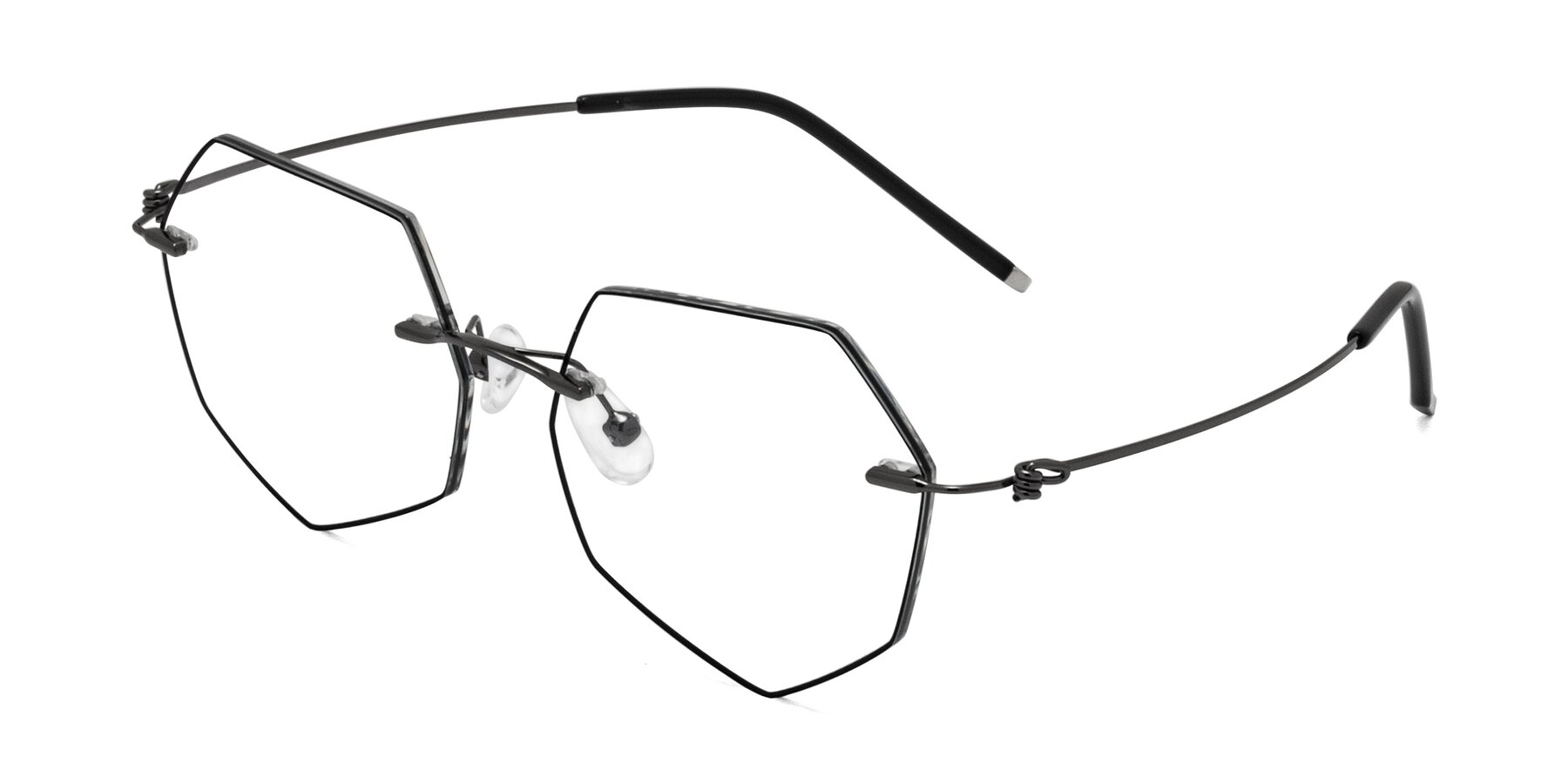 Angle of Y7003 in Black/Gunmetal with Clear Eyeglass Lenses