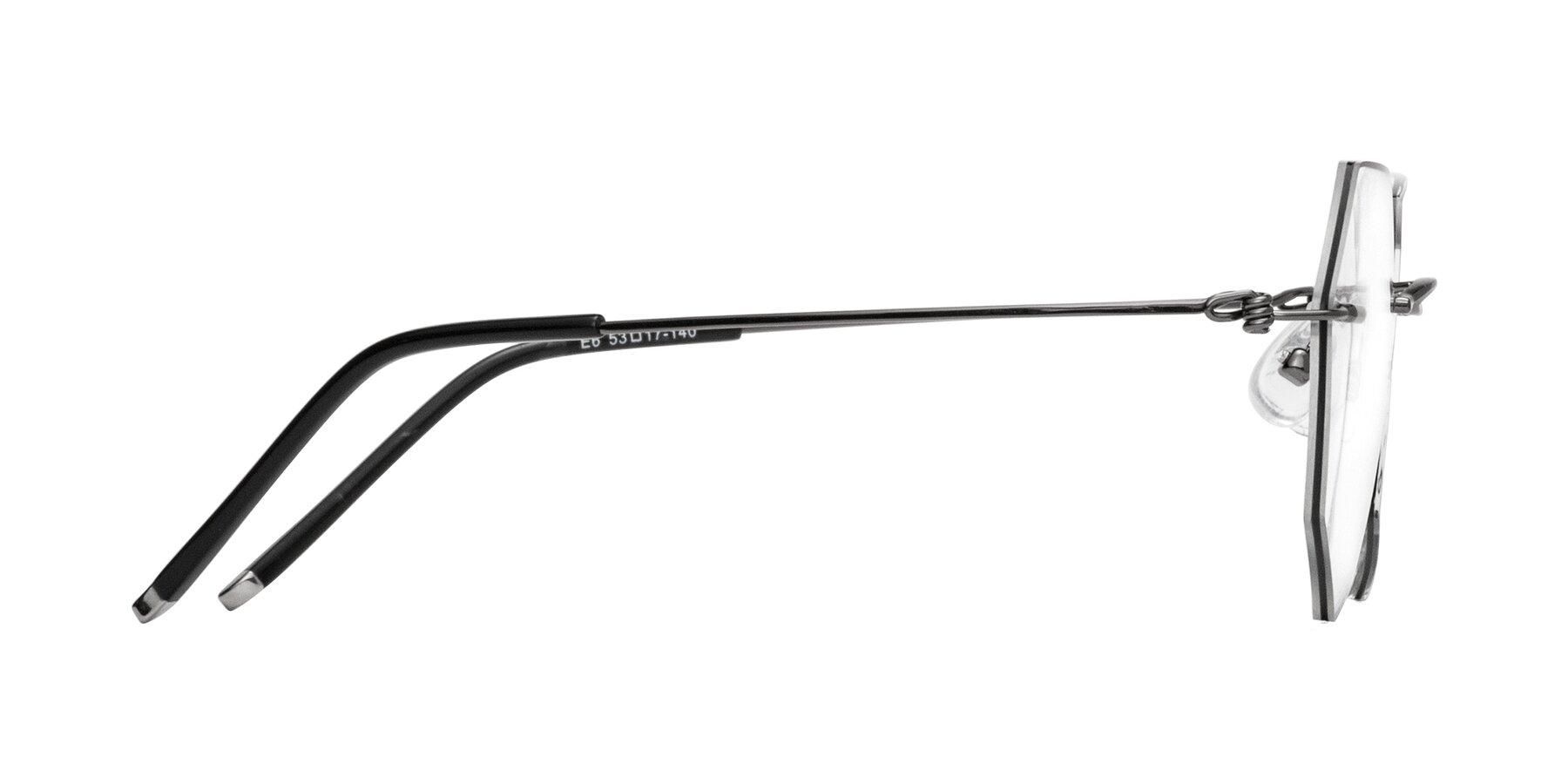 Side of Y7003 in Black/Gunmetal with Clear Eyeglass Lenses