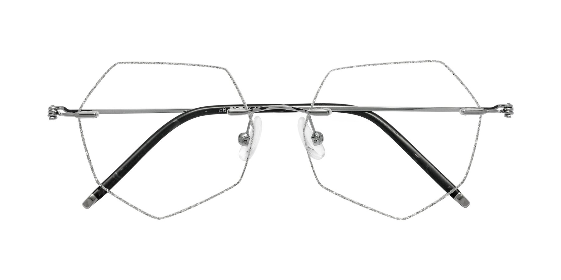 Folded Front of Y7003 in Silver with Clear Eyeglass Lenses