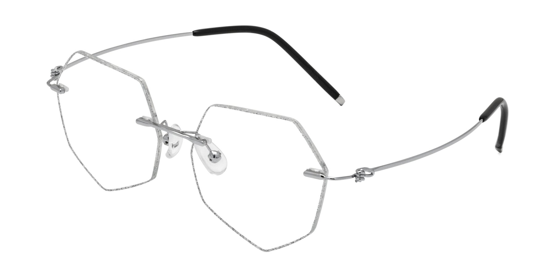 Angle of Y7003 in Silver with Clear Eyeglass Lenses