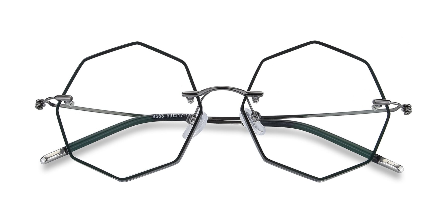 Folded Front of Y7004 in Black-Gunmetal with Clear Eyeglass Lenses